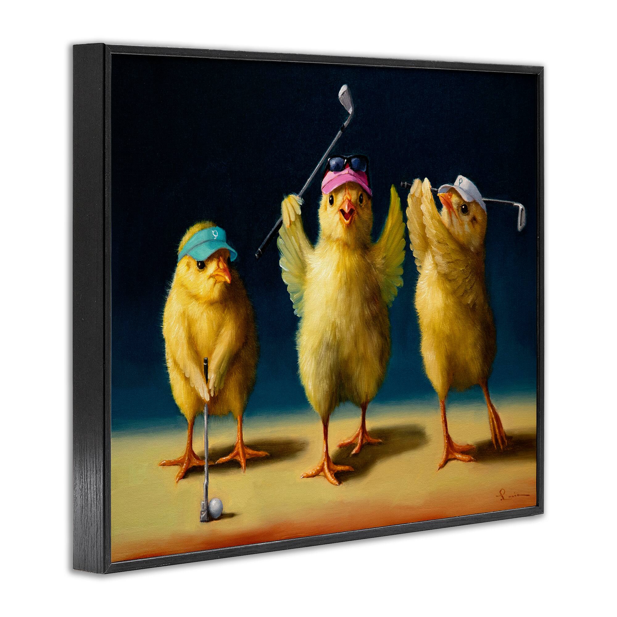 Stupell Industries Golfer Chicks Wearing Sports Visors Golf Clubs Framed Giclee Art