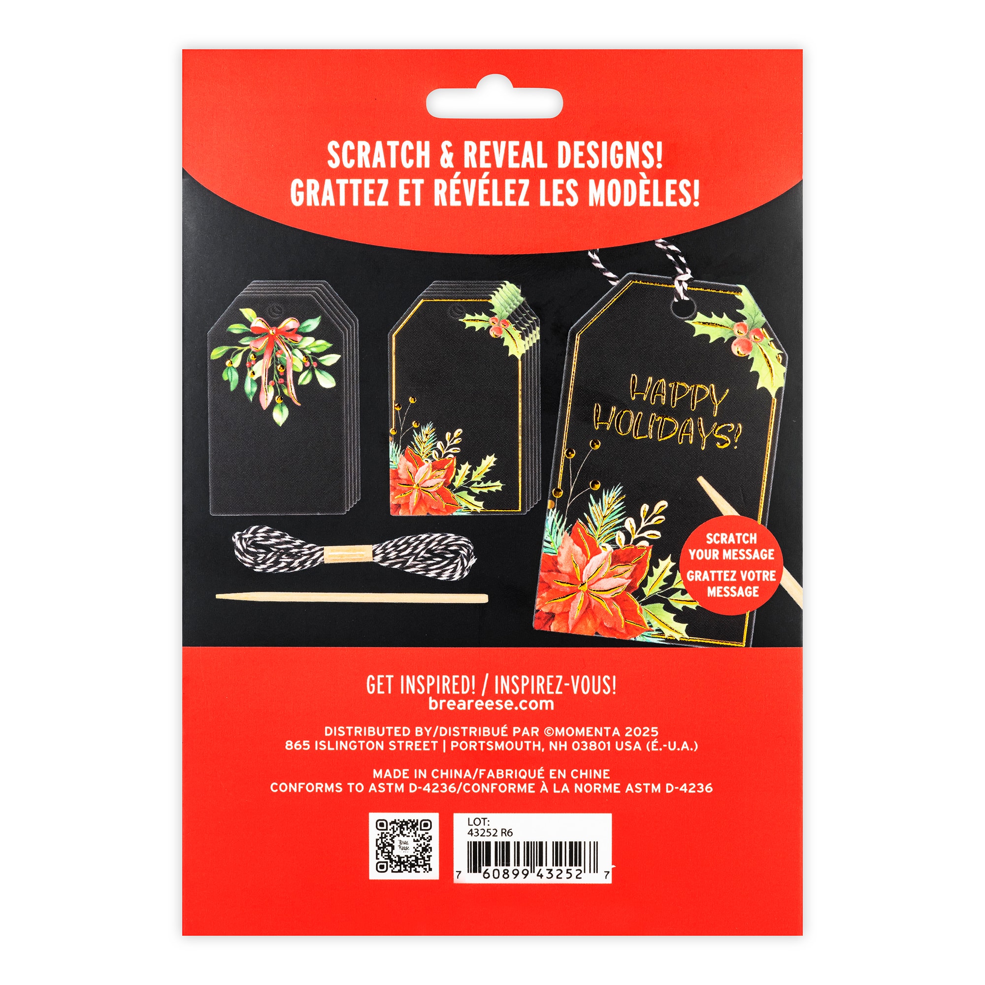 Brea Reese&#x2122; Holiday Floral Scratch Art Tags