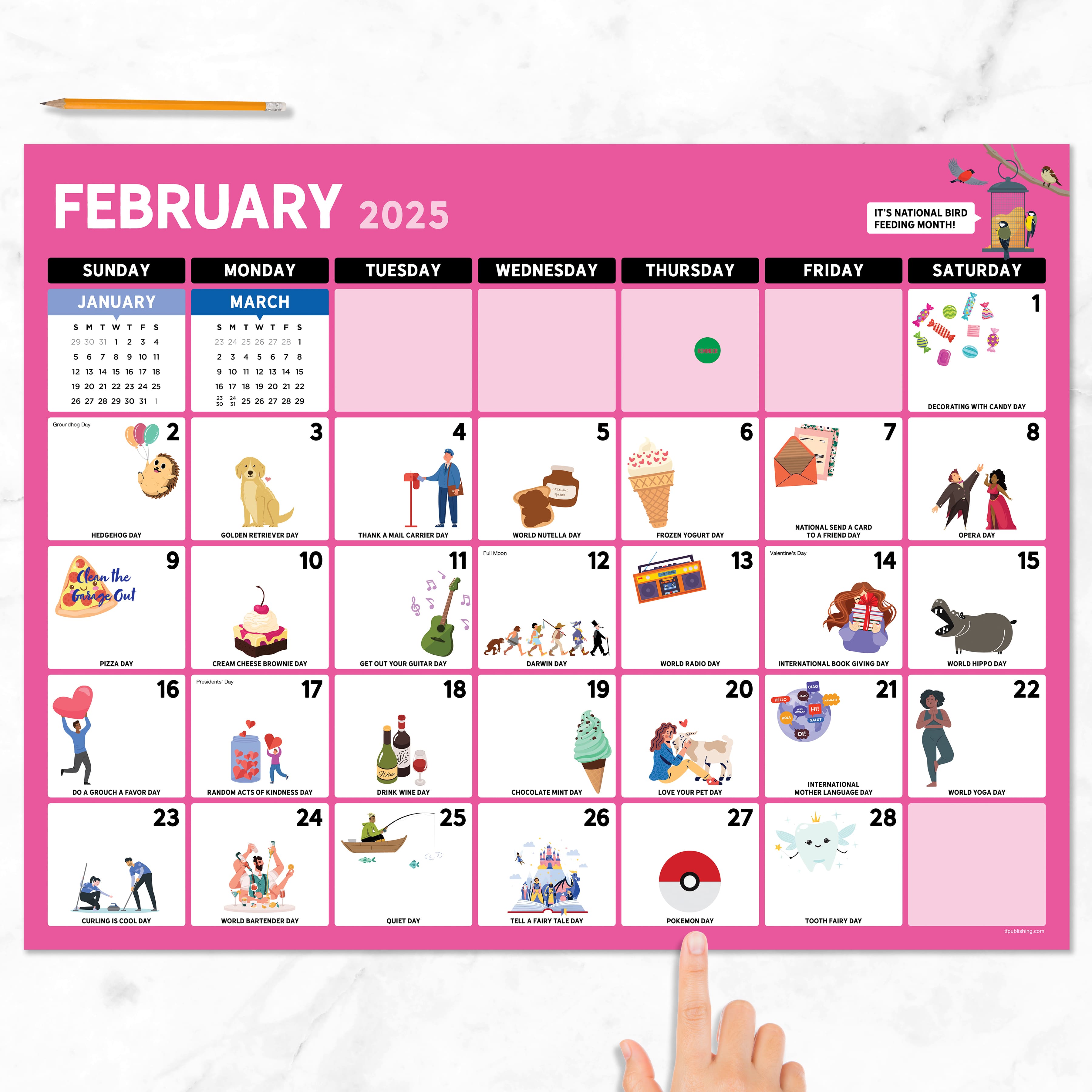 TF Publishing Large 2025 Every Day is a Holiday Monthly Blotter Desk Pad Calendar