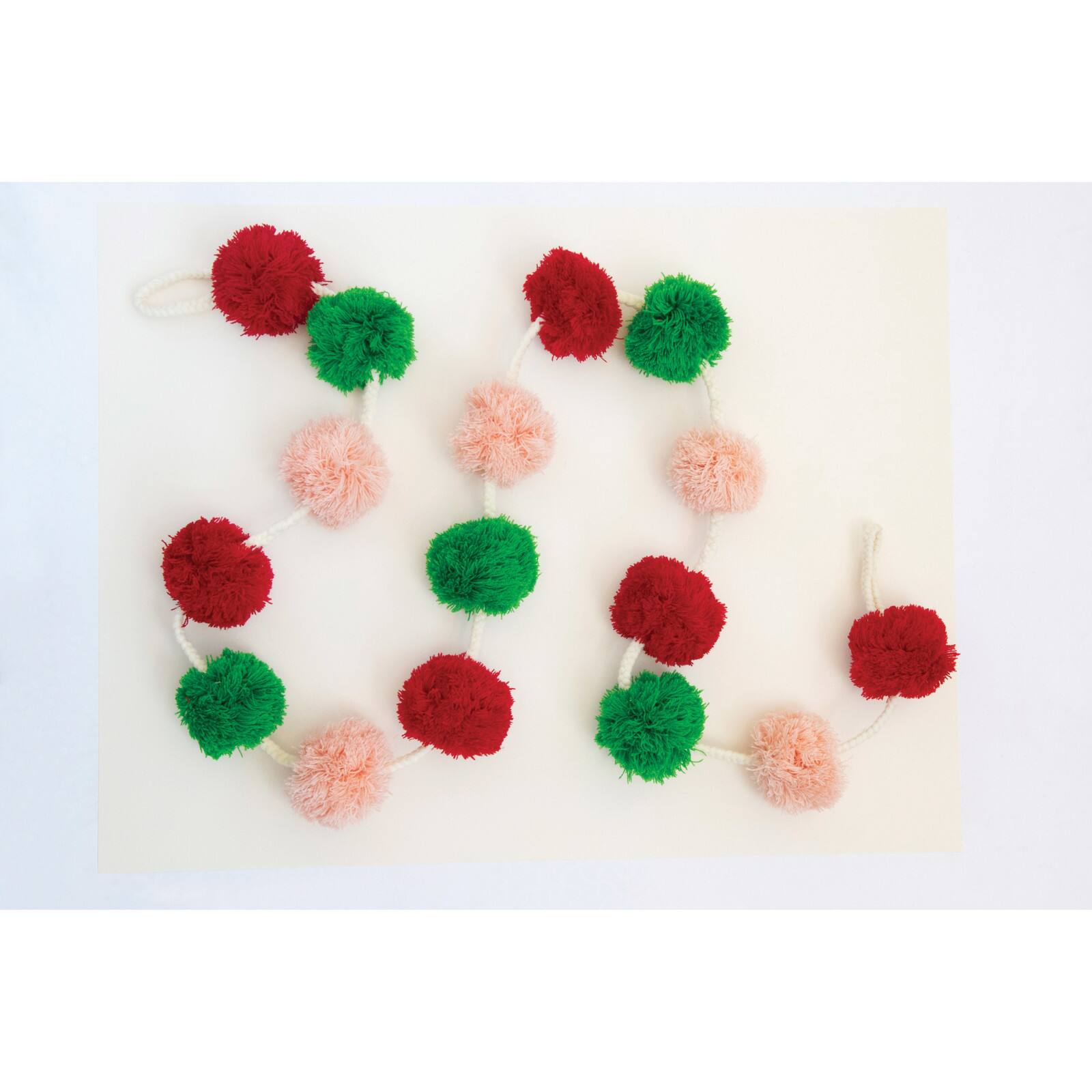 Hello Honey&#xAE; 6ft. Pink, Red &#x26; Green Wool Felt Pom Pom Garland