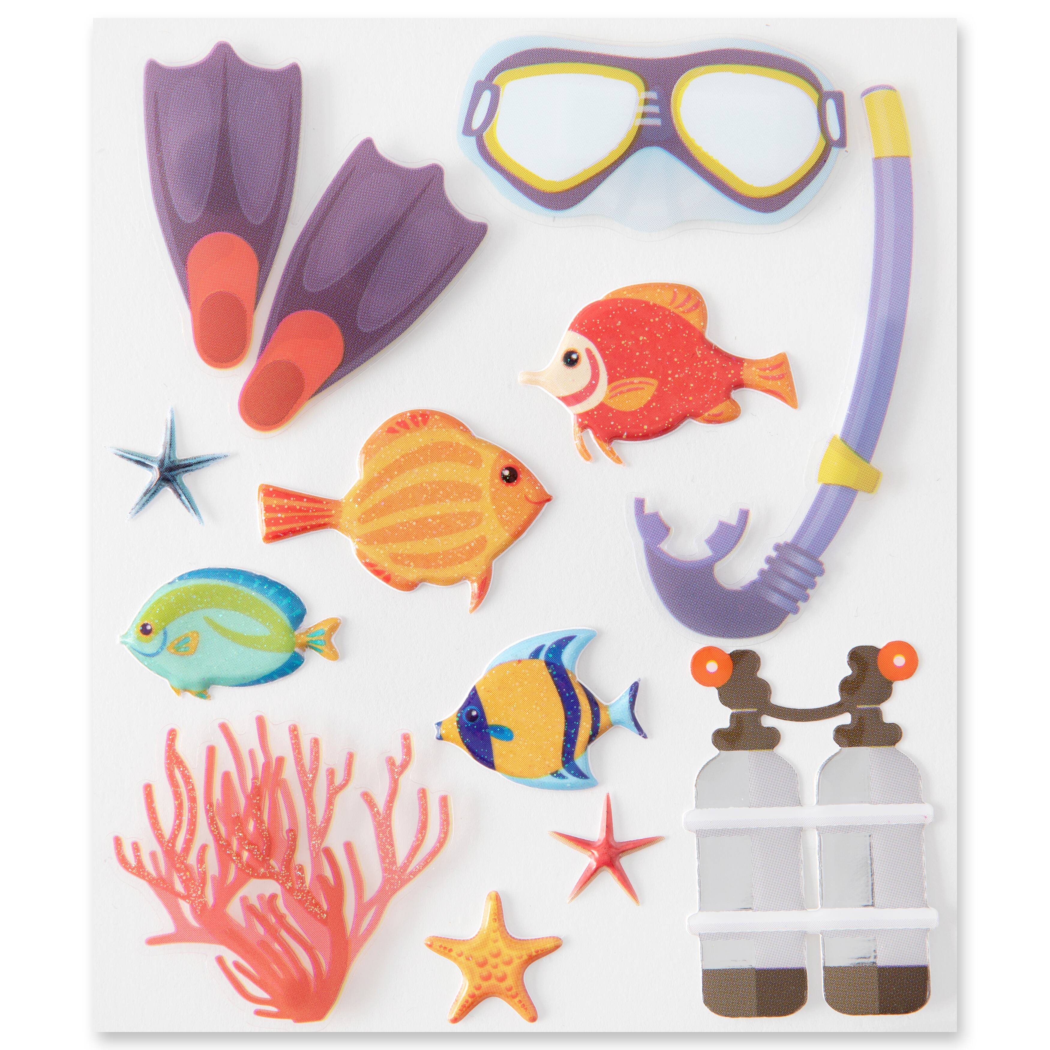 12 Pack: Scuba Puffy 3D Stickers by Recollections™
