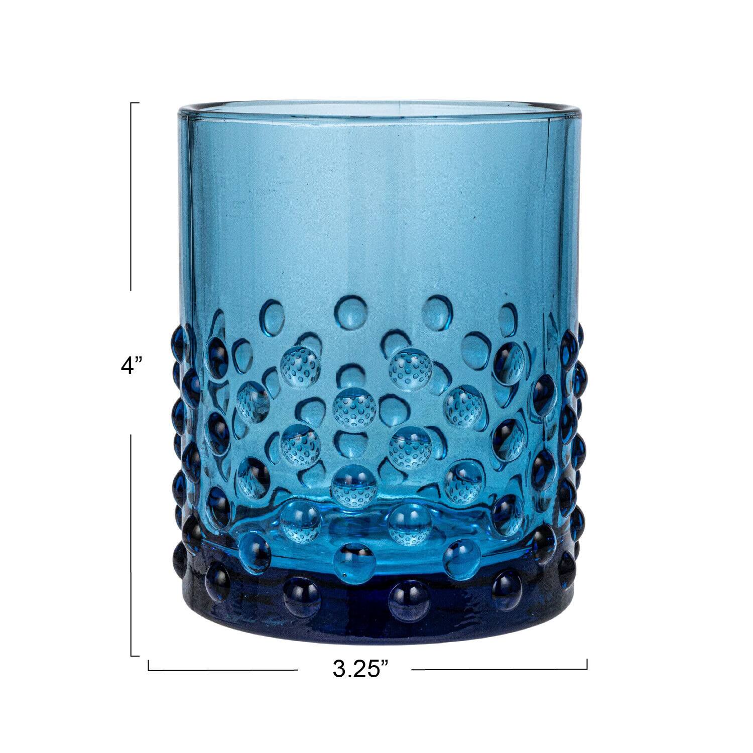 Hello Honey® 12oz. Blue Hobnail Drinking Glass