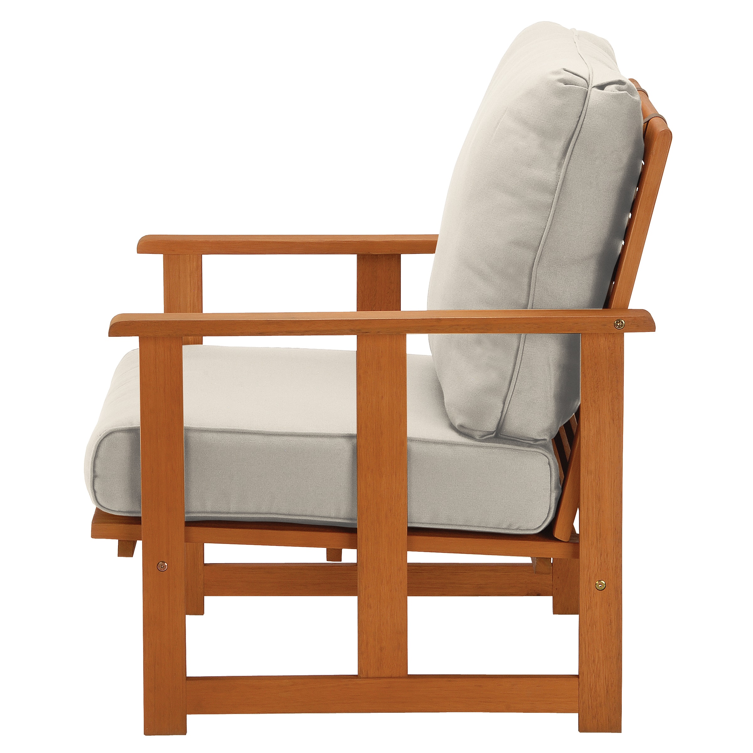Beige Eucalyptus Grandis Wood Cushioned Club Chair