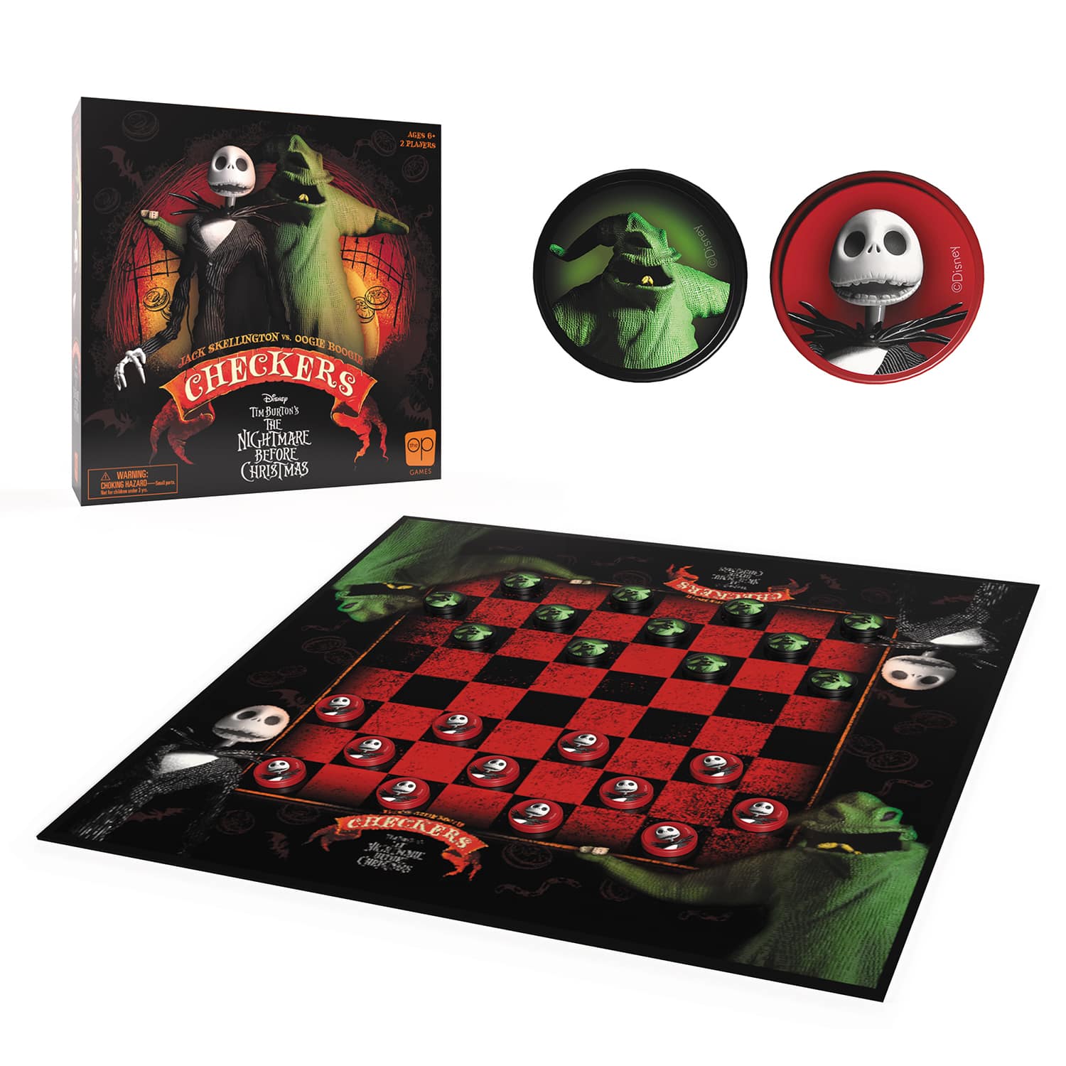 USAopoly&#x2122; Disney&#xAE; Tim Burton The Nightmare Before Christmas Checkers
