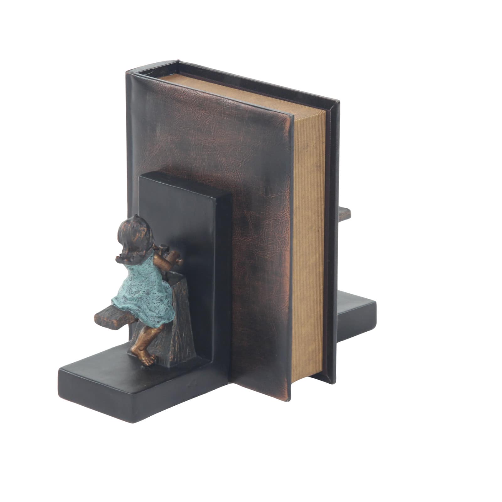 8&#x22; Brown Polystone Playing Children Bookends
