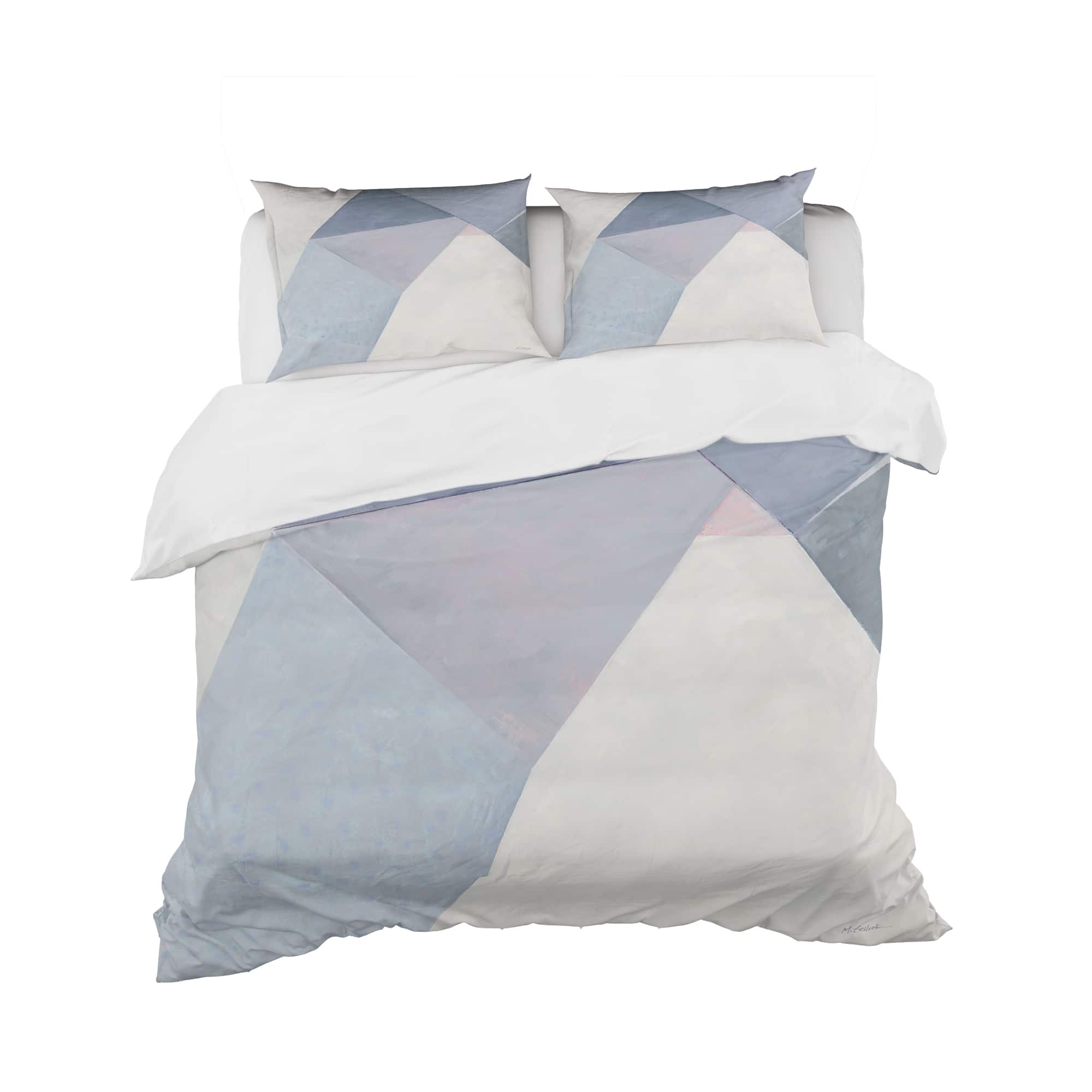 Designart &#x27;Purple Geometric Bridge II&#x27; Geometric Bedding Set - Duvet Cover &#x26; Shams