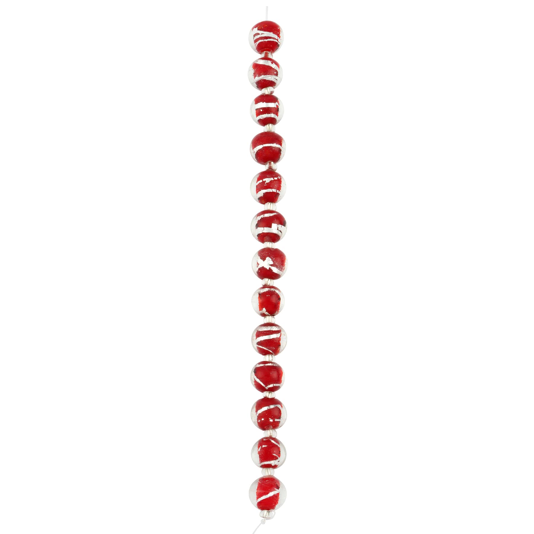 12 Pack: Red Lampwork Glass Stripe Beads by Bead Landing™