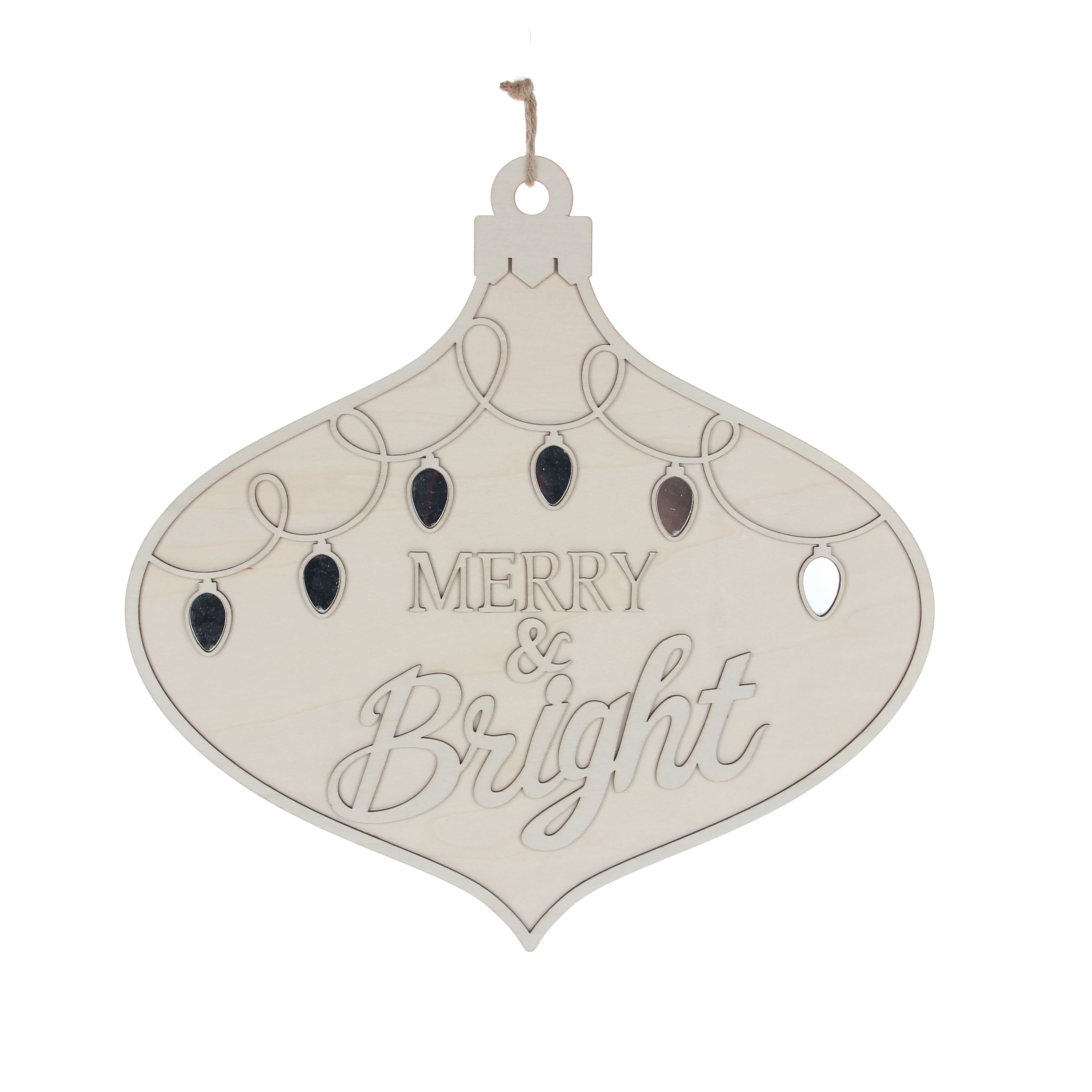 15.5&#x22; Unfinished Merry &#x26; Bright Plaque DIY Wood D&#xE9;cor by Make Market&#xAE;