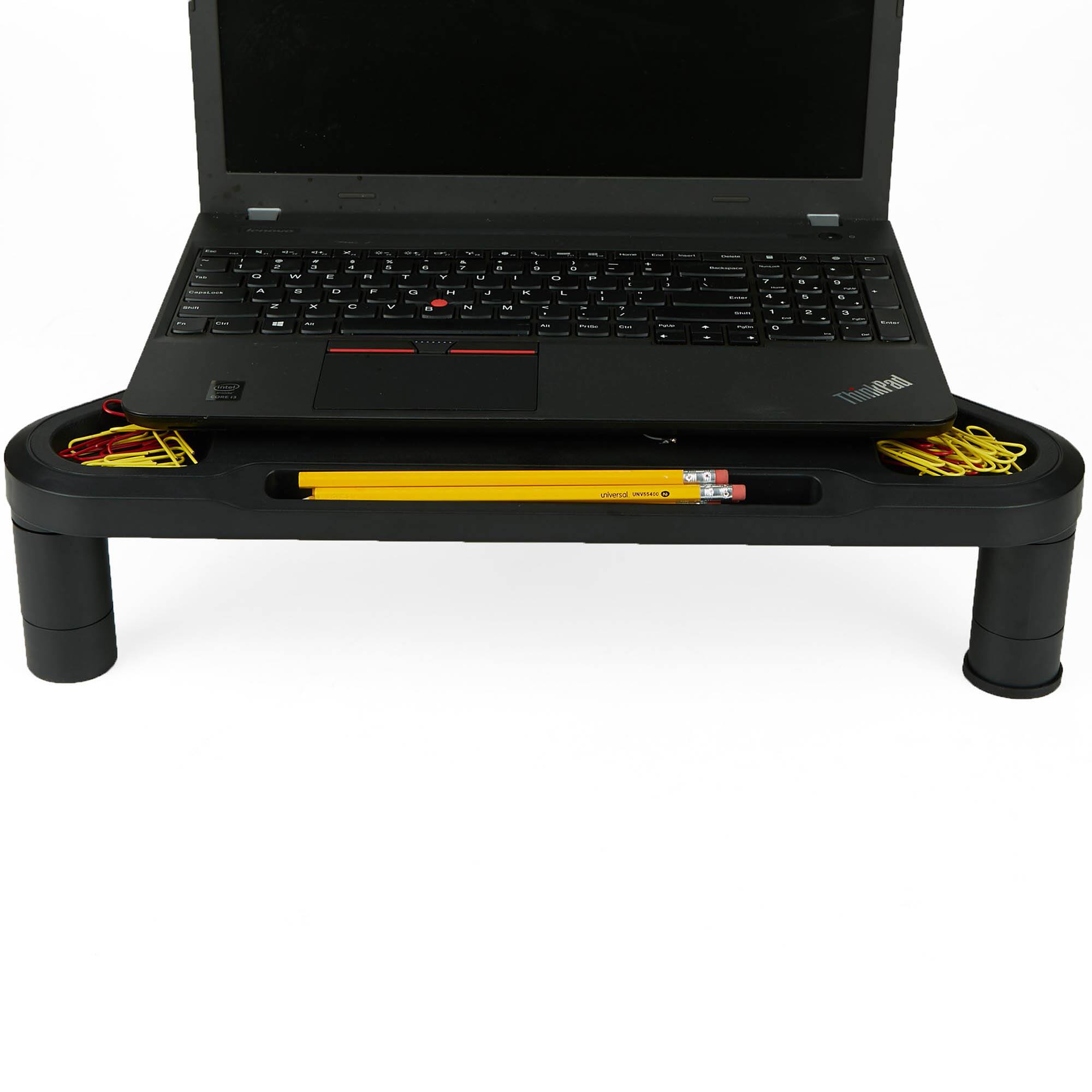 Mind Reader Black Monitor Plastic Stand Riser Set