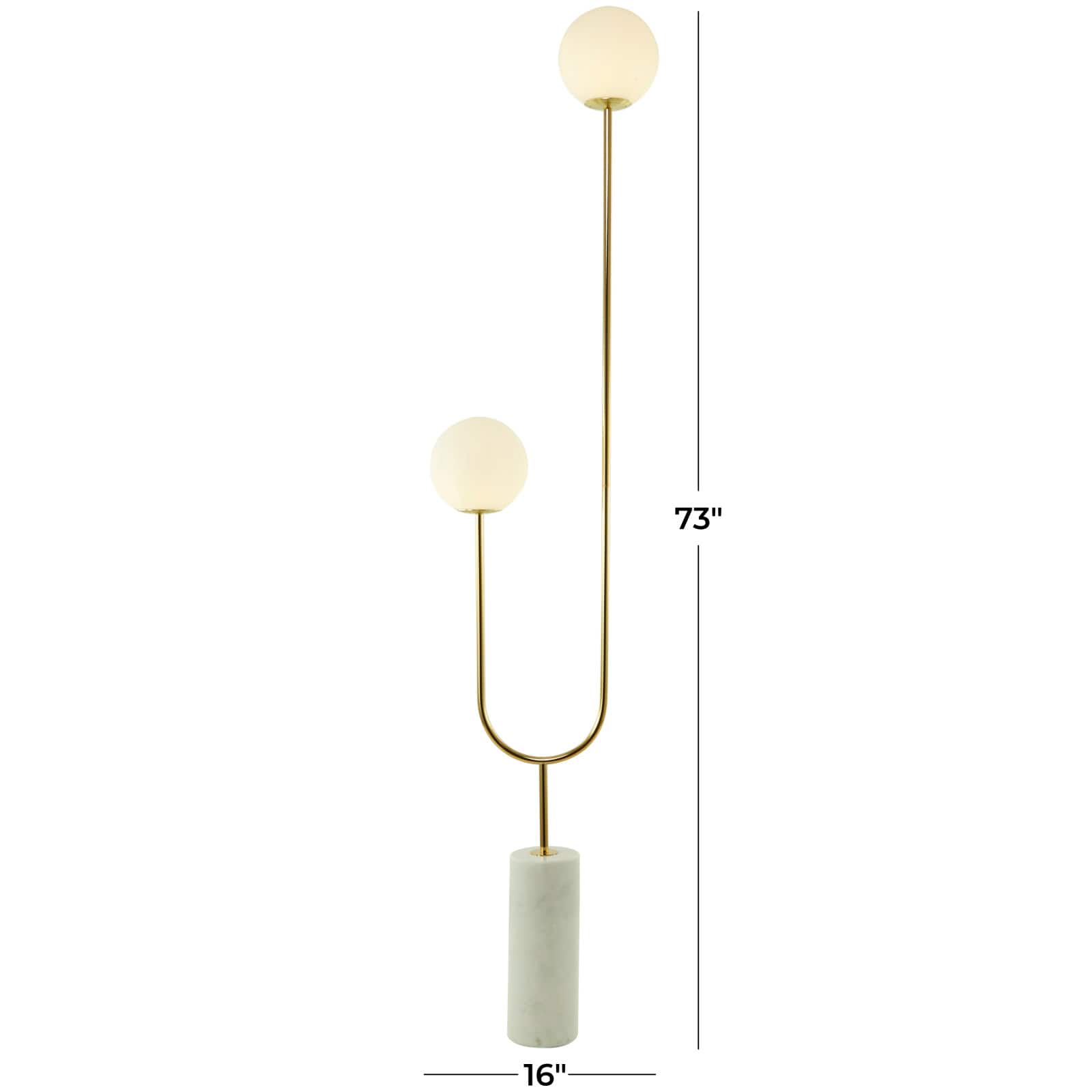 73" 2 Orb Light Floor Lamp with Marble Base