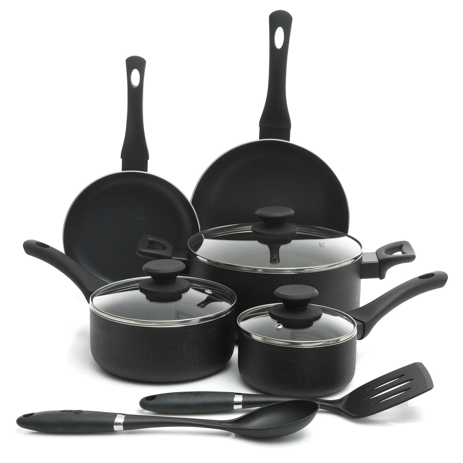 Oster Ashford 10-Piece Black Aluminum Nonstick Cookware Set
