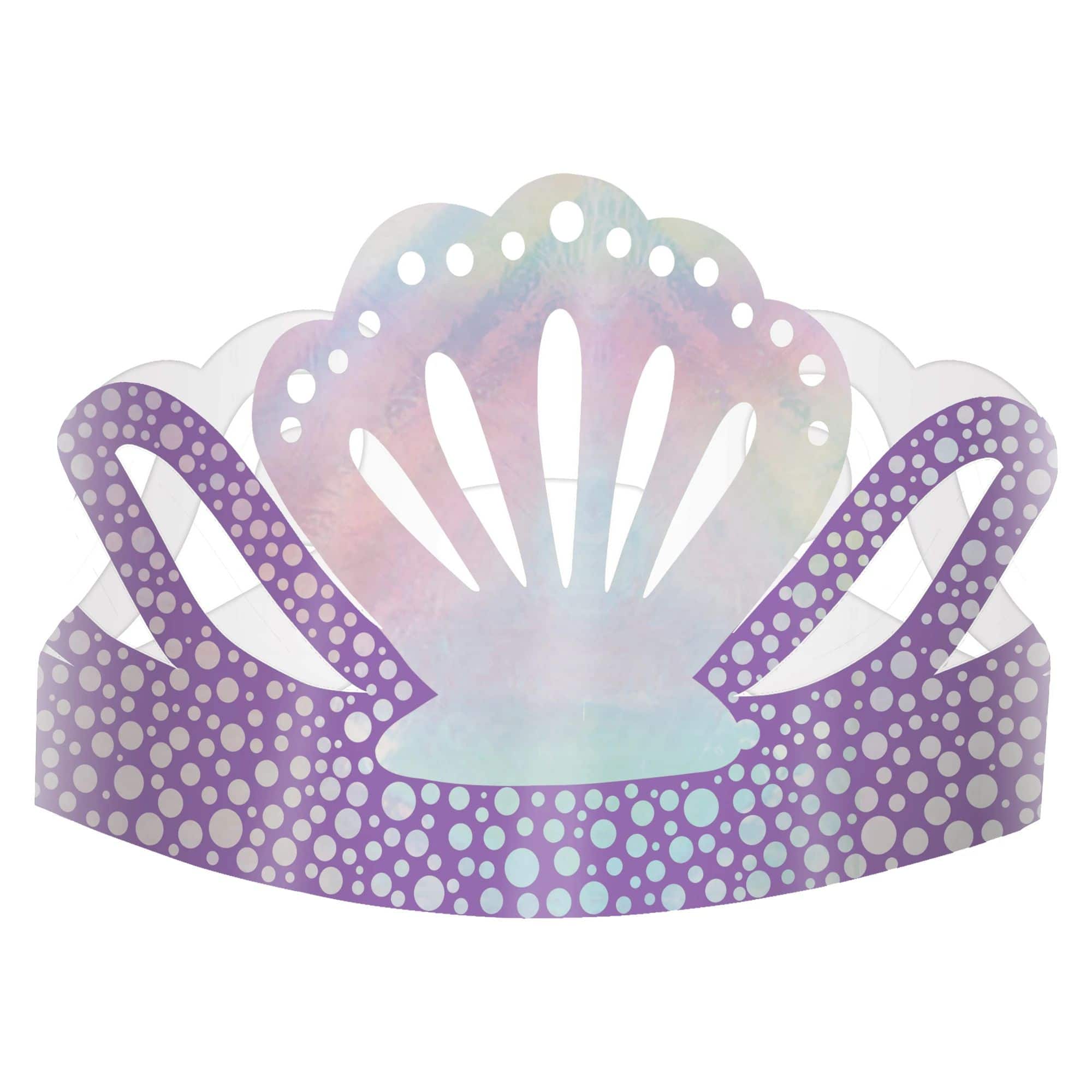 6&#x22; Shimmering Mermaid Seashell Paper Crowns, 8ct.