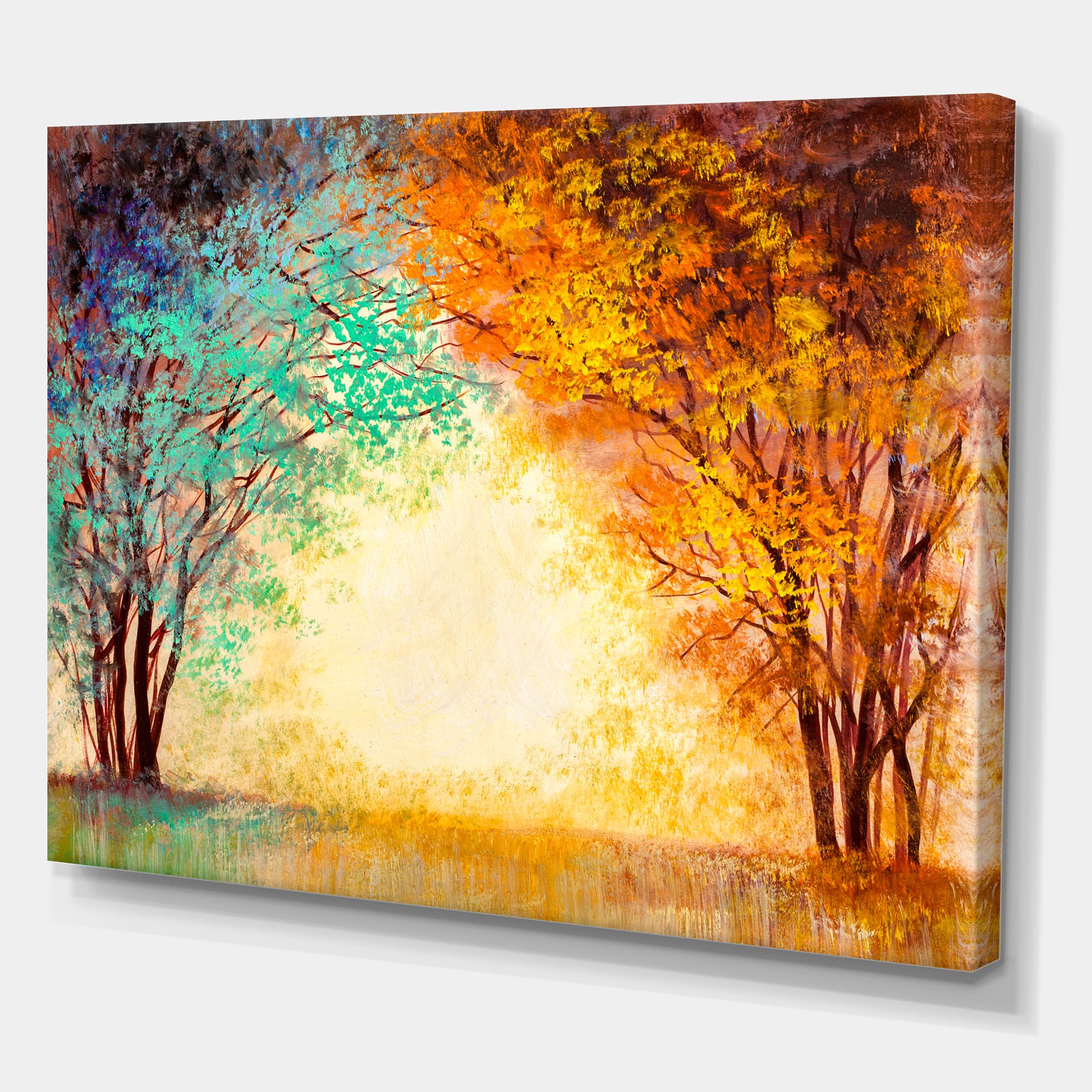 Designart - Alley Through The Park In Autumn Sunset - Traditional Canvas Wall Art Print