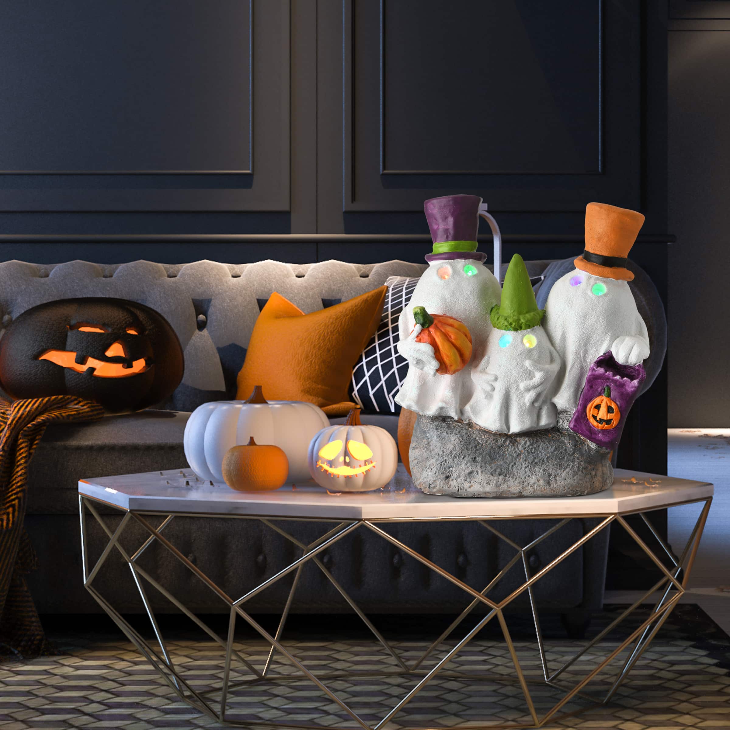 15" Colorful Hats Ghost Trio Set With LED Light