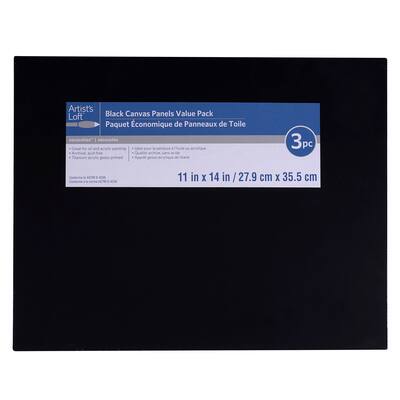 Artist's Loft® Necessities™ Black Canvas Panel Value Pack, 11"" x 14""