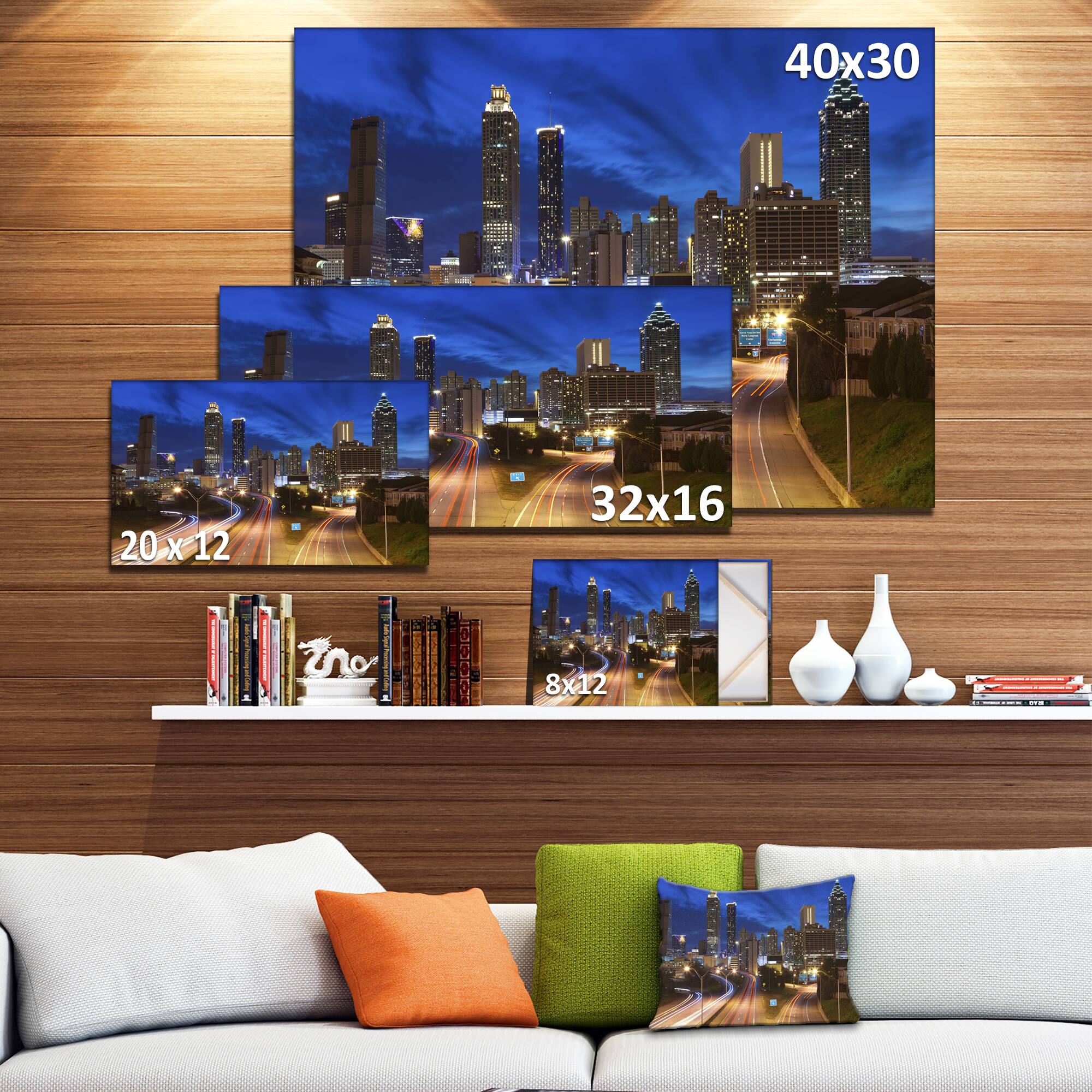 Designart - Atlanta Skyline Twilight Blue Hour - Cityscape Canvas Print
