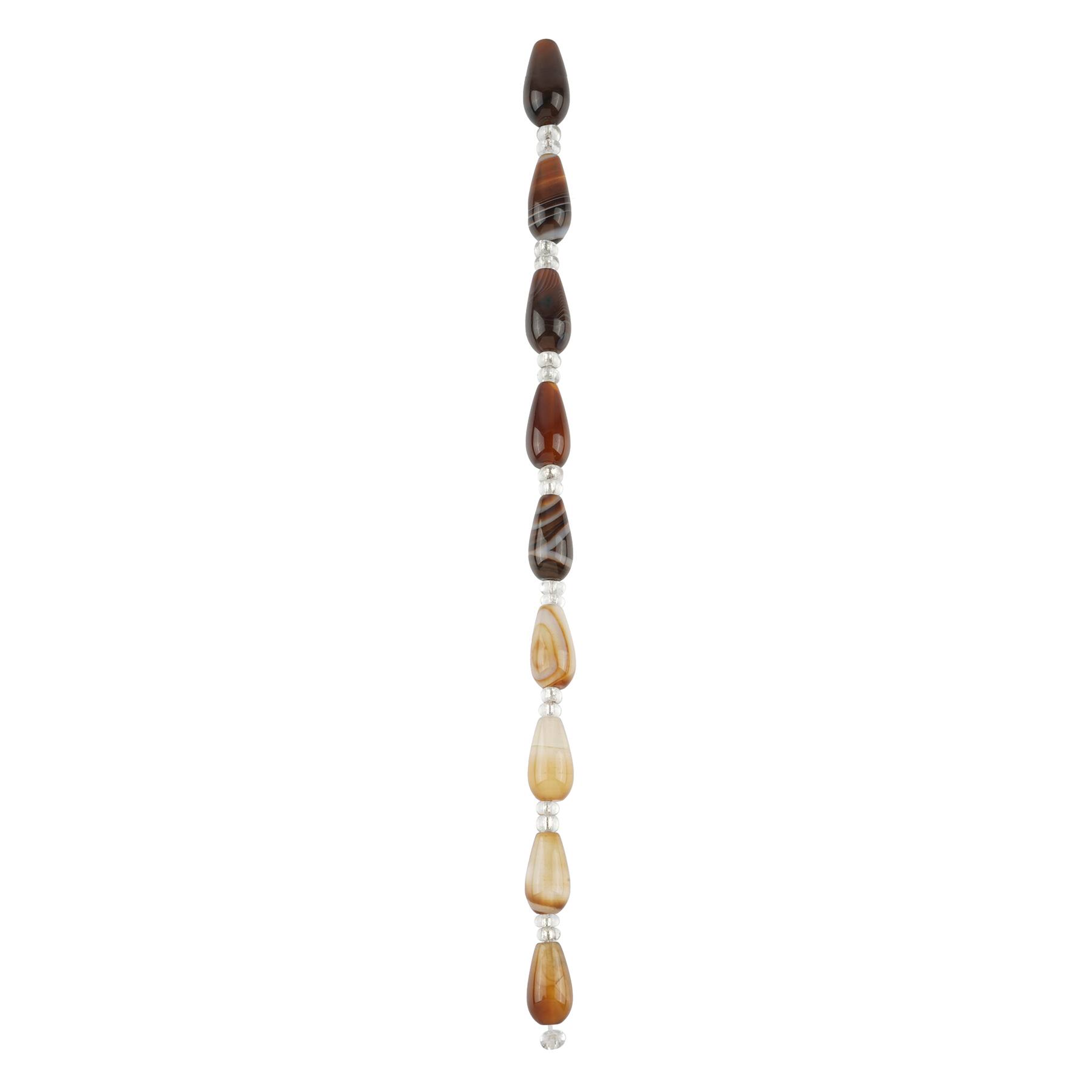 12 Packs: 9 ct. (108 total) Brown Striped Dyed Agate Teardrop Beads, 8mm by Bead Landing™