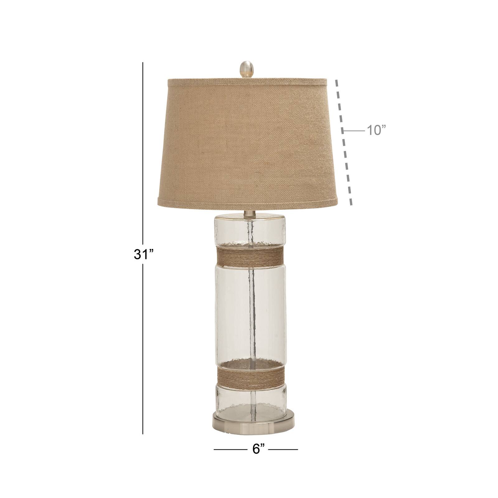 Set of 2 Silver Glass Rustic Table Lamp, 31&#x22;
