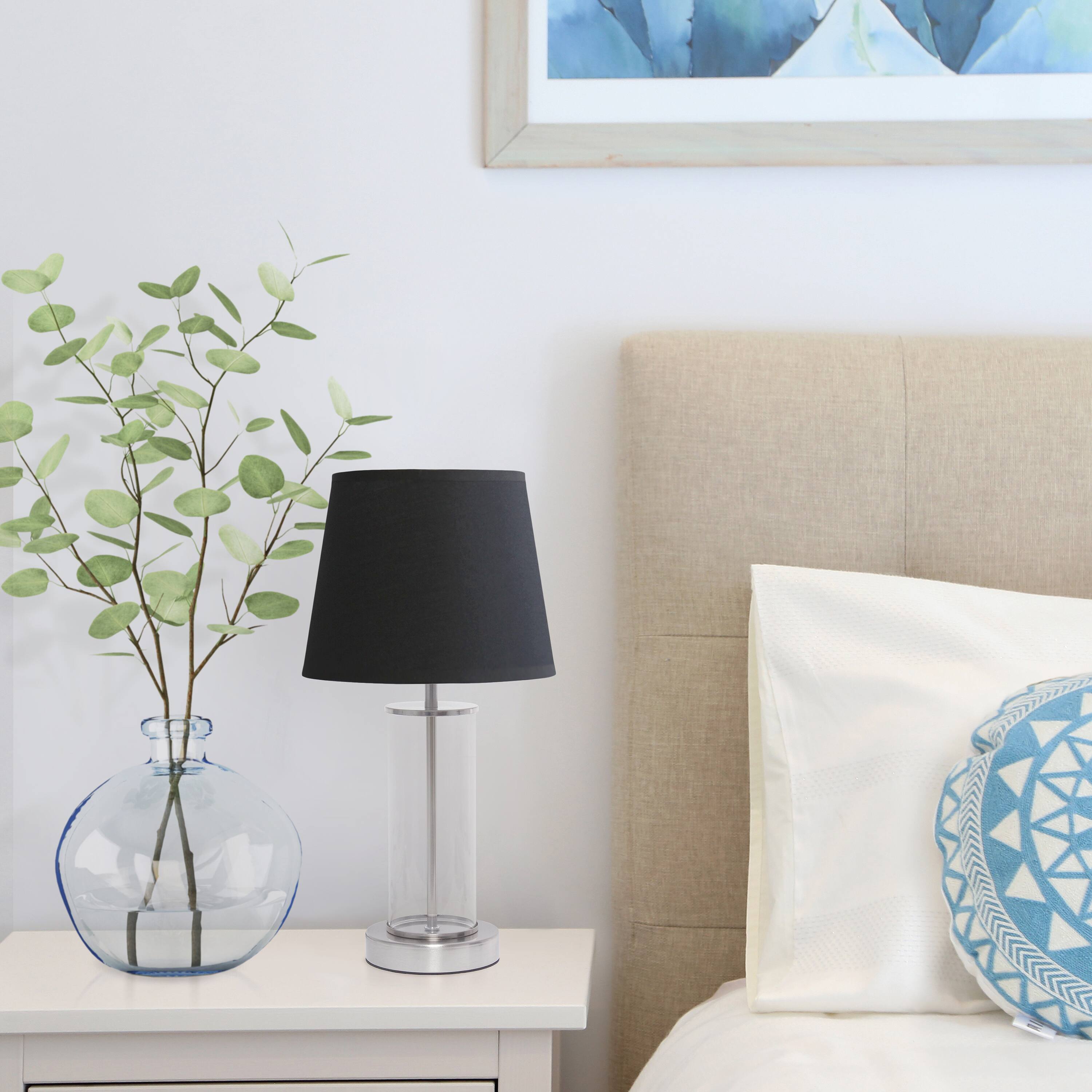 Simple Designs 17&#x22; Encased Metal &#x26; Clear Glass Table Lamp