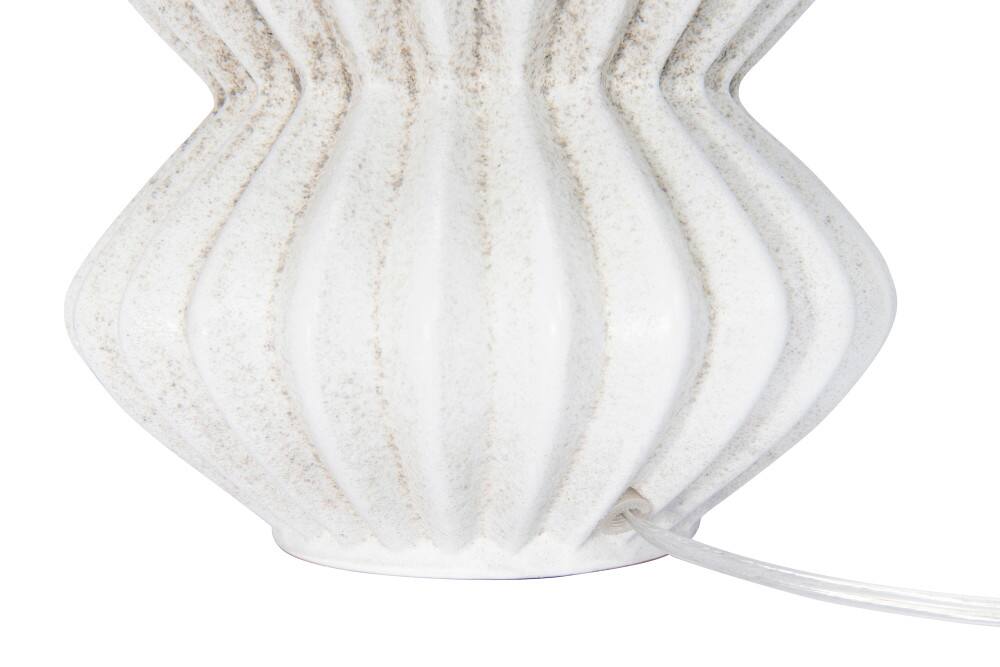 Hello Honey&#xAE; 22&#x22; Distressed White Finish Fluted Terracotta Table Lamp with Linen Shade
