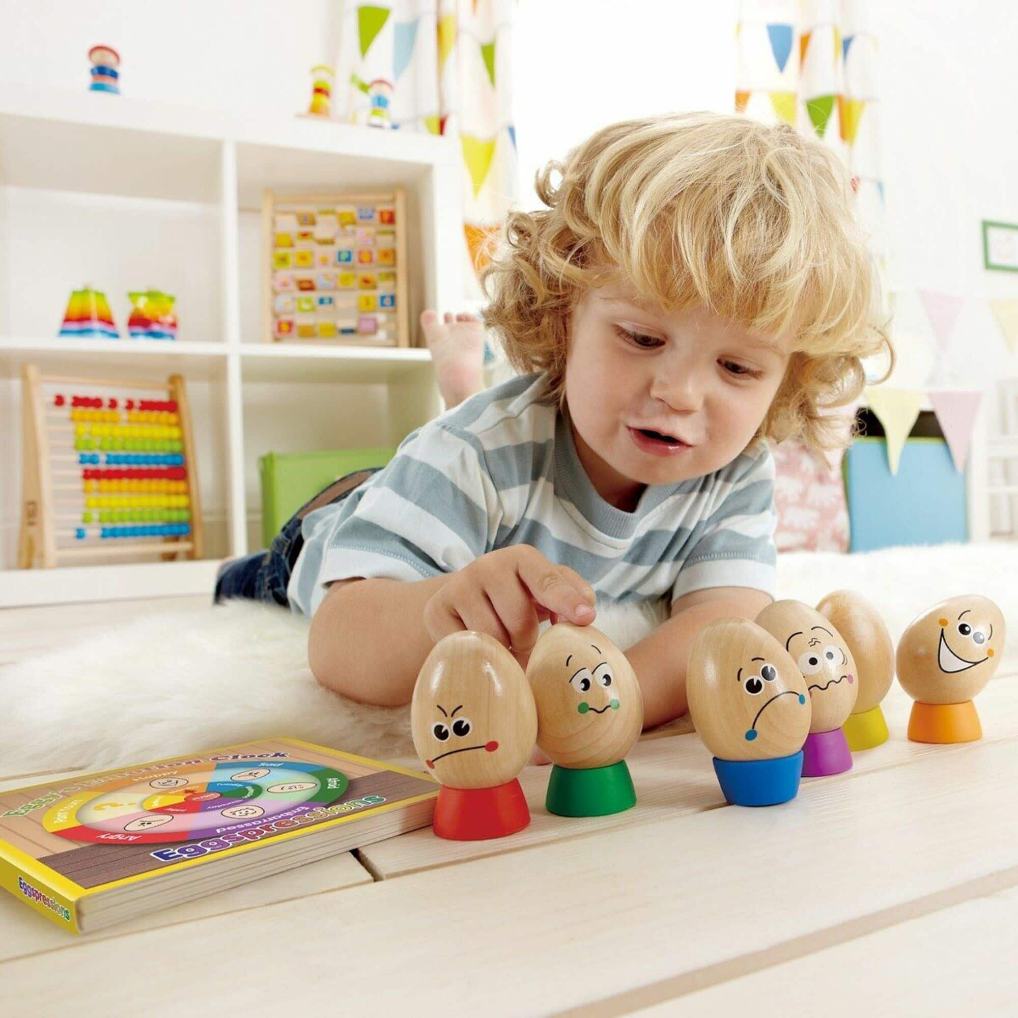 Hape Eggspressions Wooden Learning Toy &#x26; Illustrative Book Set