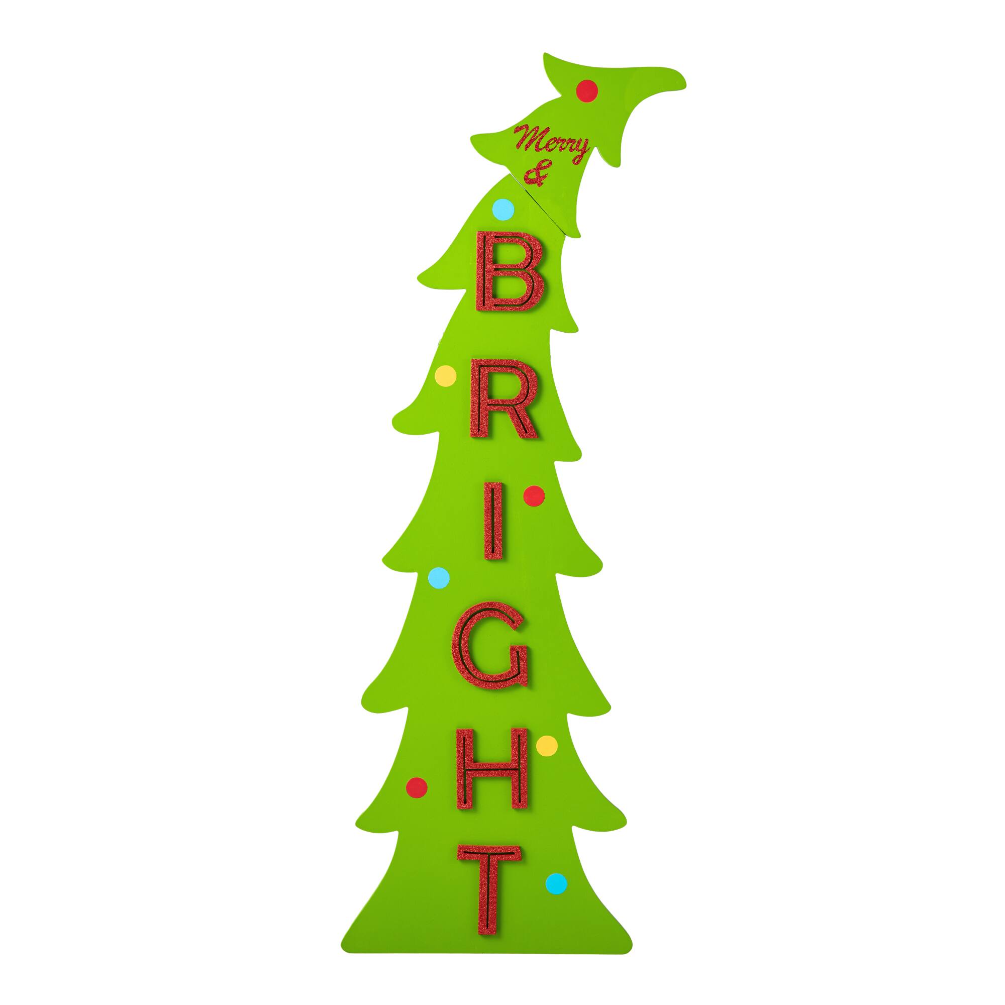 Glitzhome® 41.75" Christmas "BRIGHT" Bent Tree Porch Sign