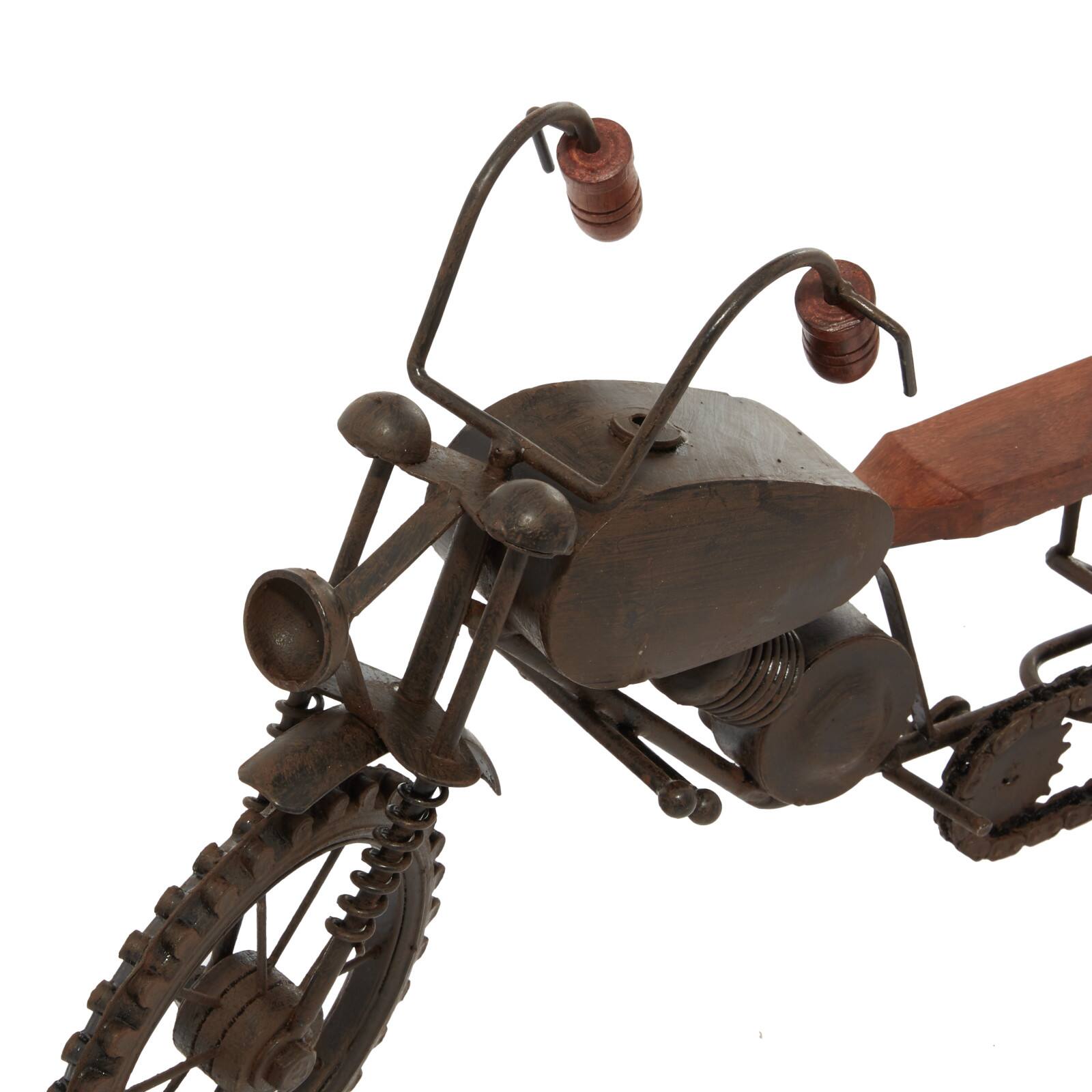 16&#x22; Black Metal Traditional Motorcycle Sculpture
