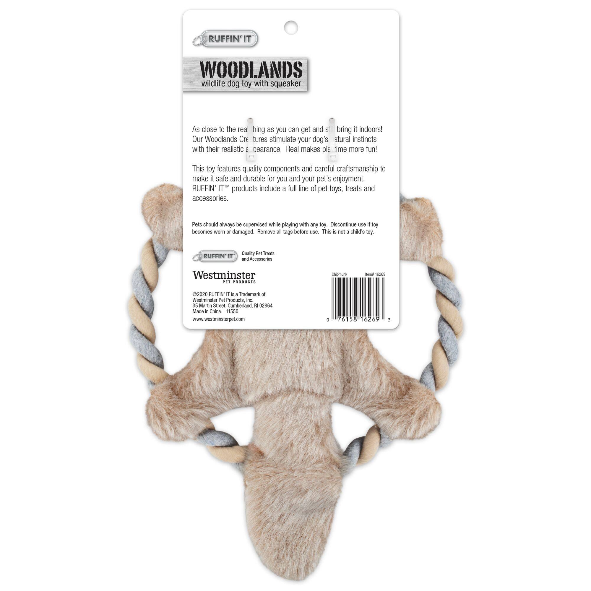 Ruffin' It™ Woodlands Chipmunk Plush Dog Toy with Rope Chew Ring