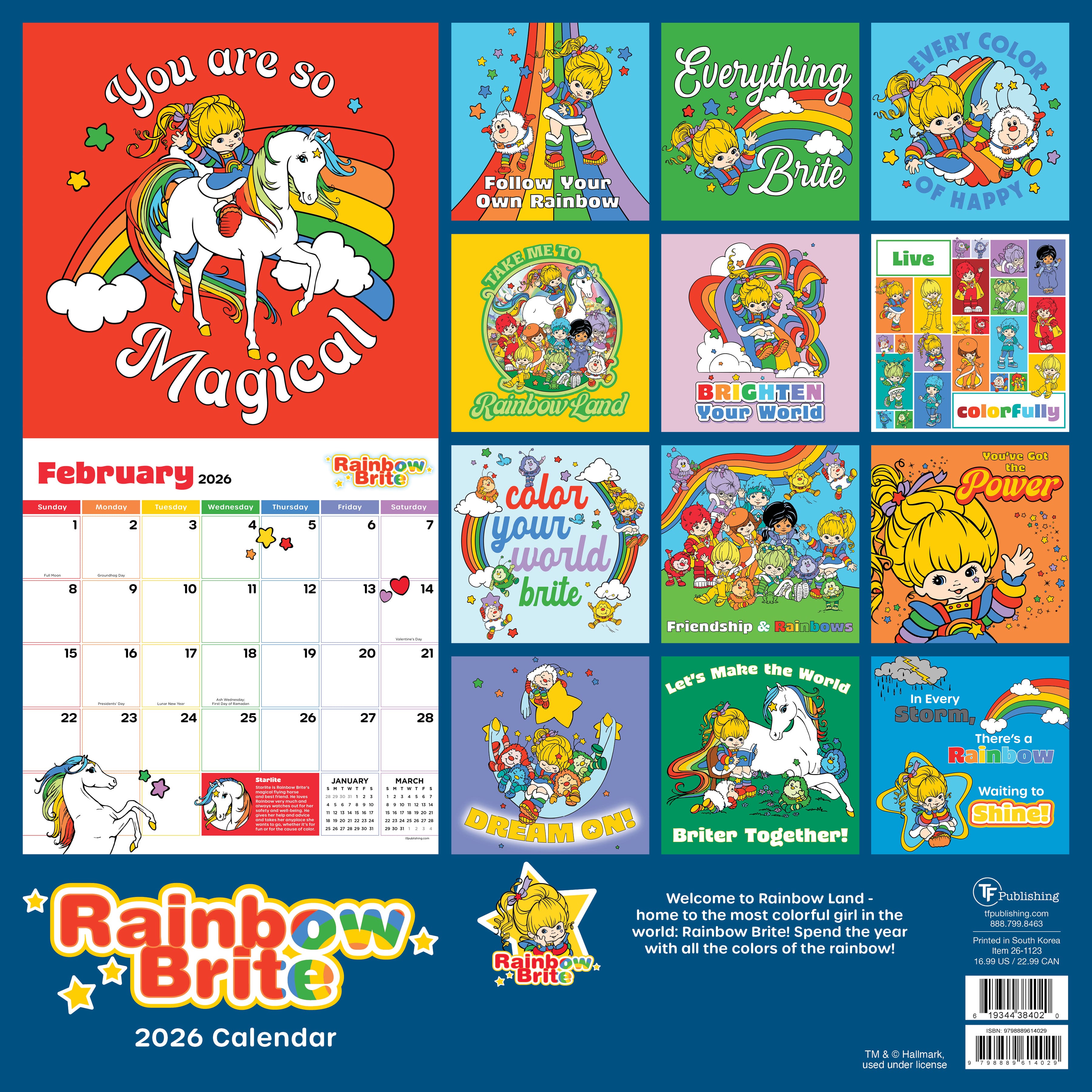2026 Rainbow Brite Wall Calendar