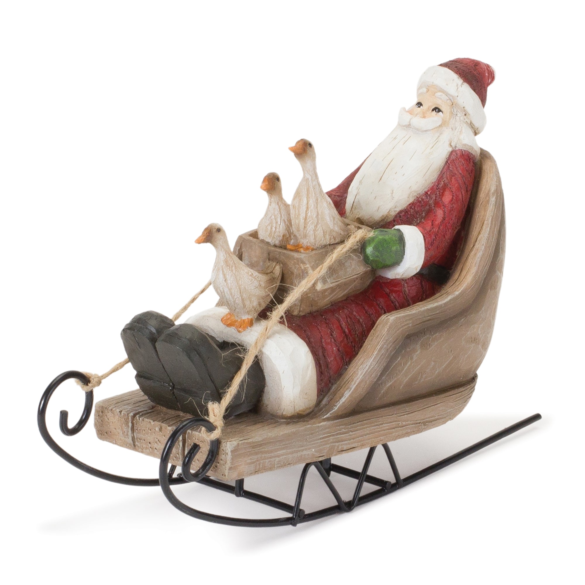 Farmhouse Santa on Sled Figurine Set