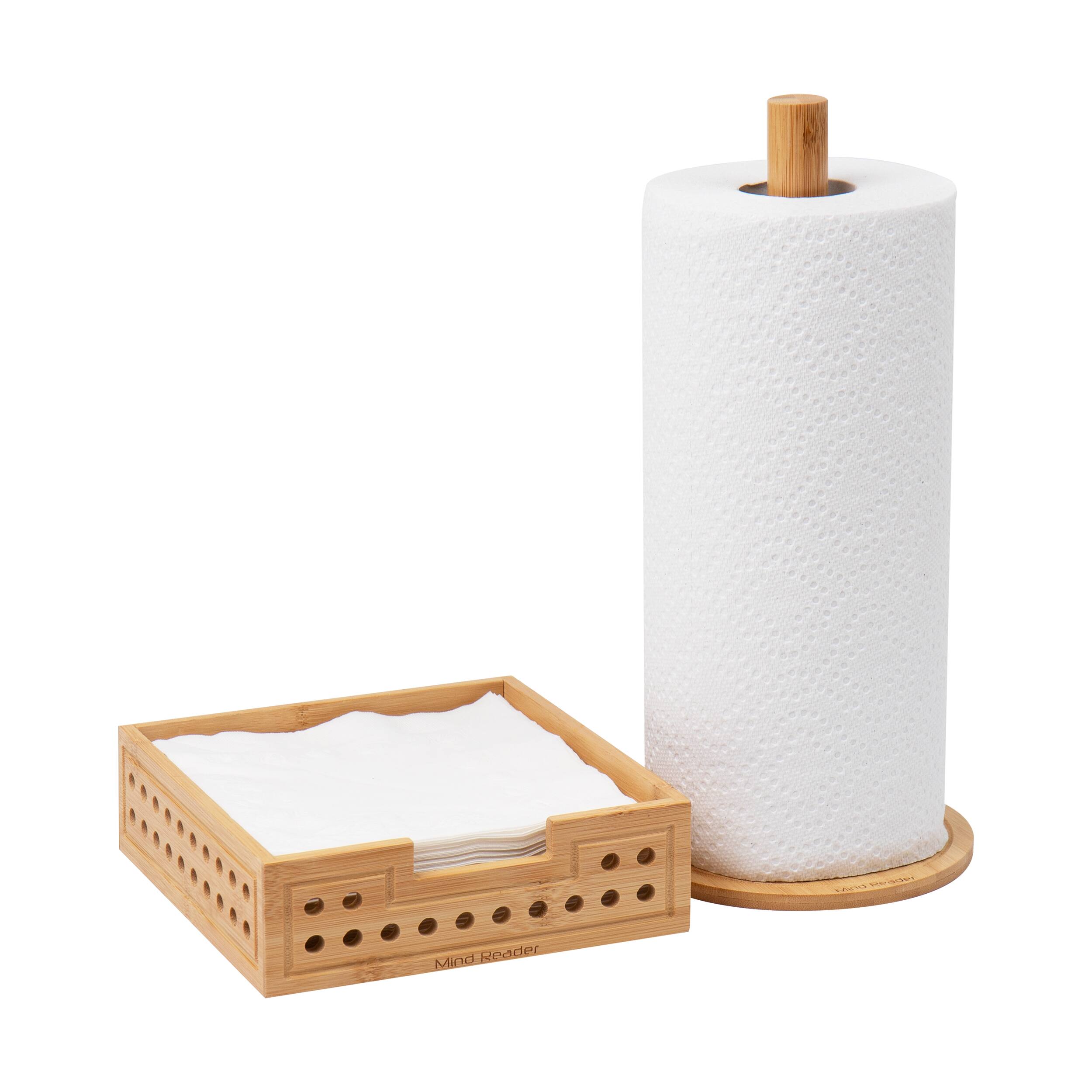 Mind Reader Lattice Bamboo Paper Towel & Napkin Holder Set