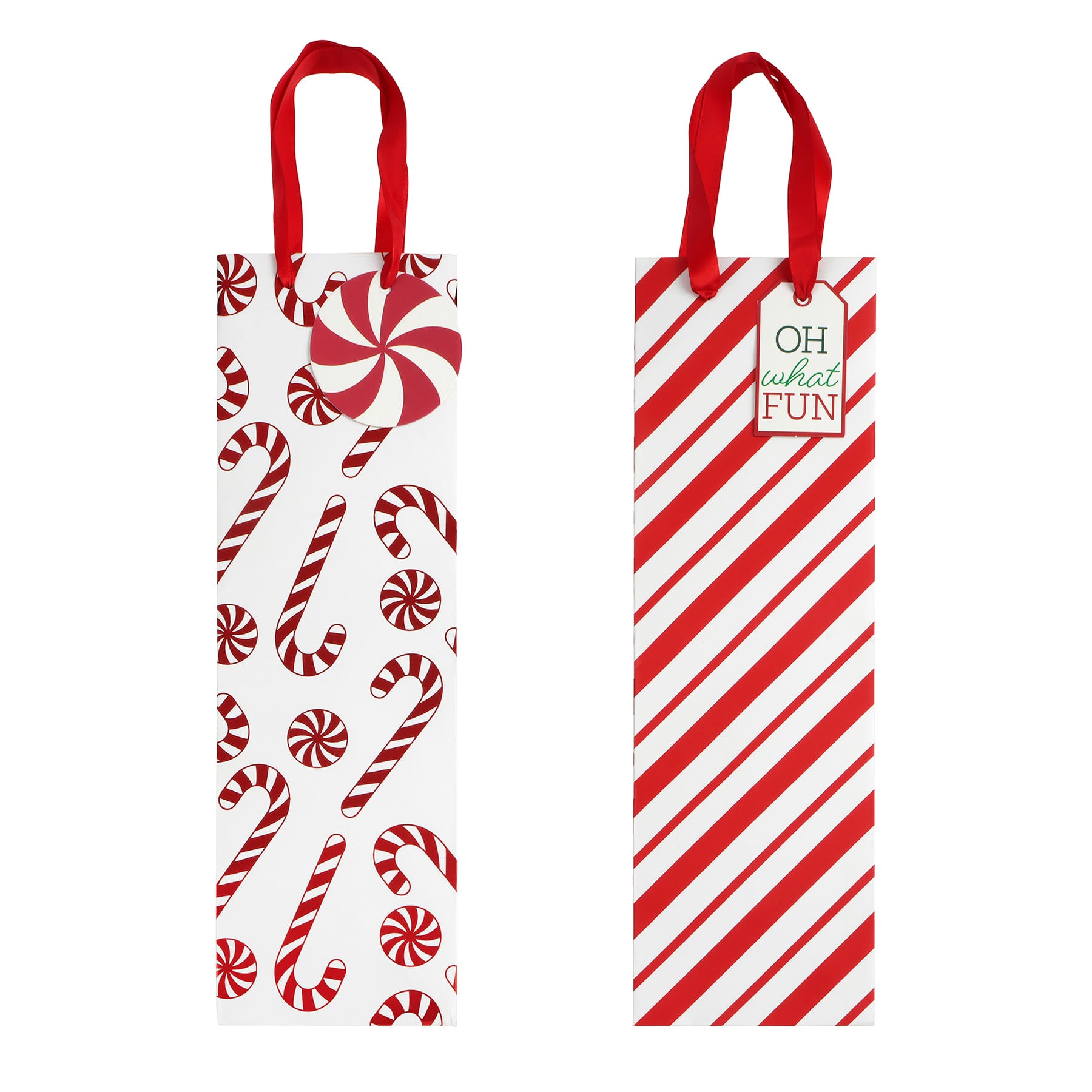 Red &#x26; White Stripes Wine Bags, 2ct. by Celebrate It&#x2122; Christmas