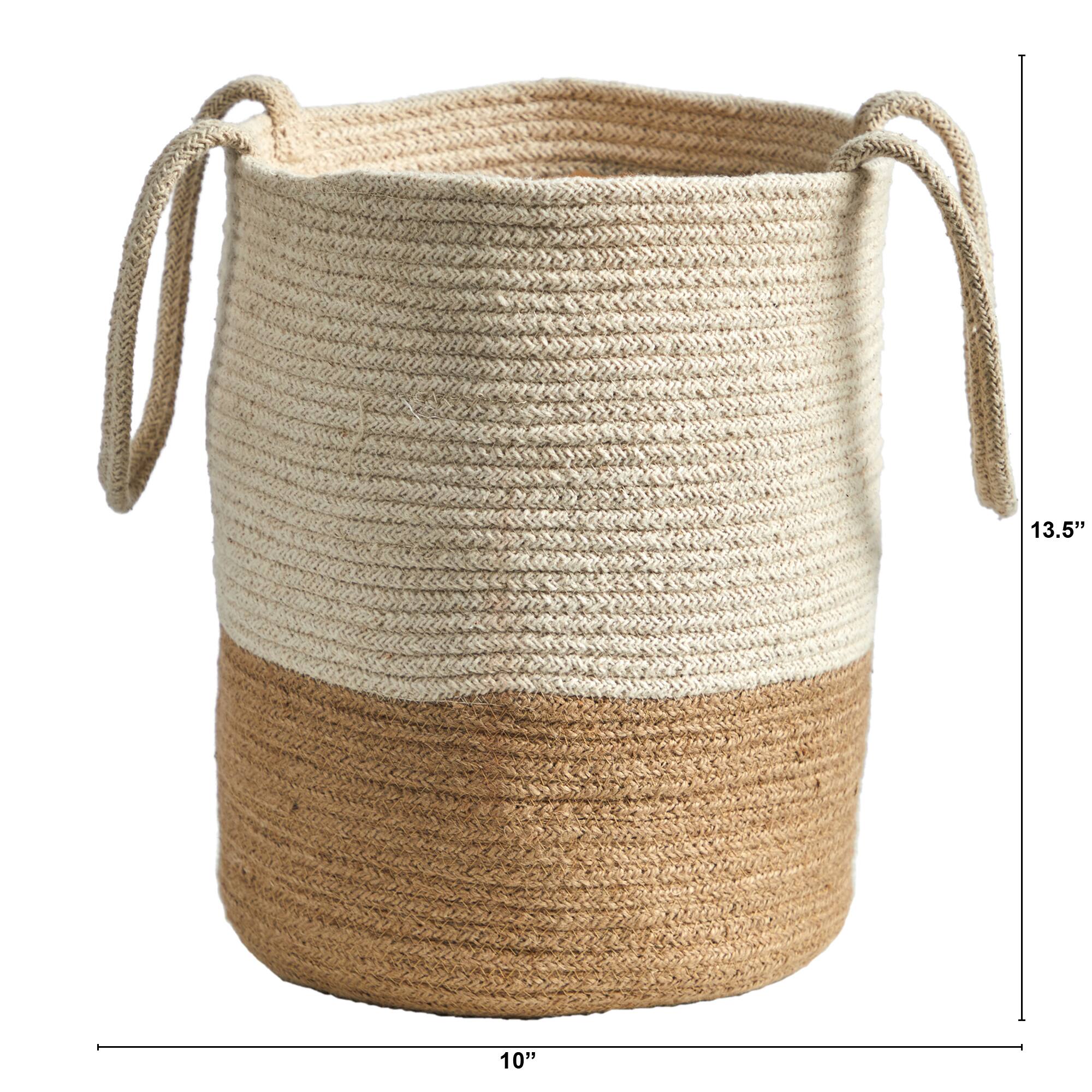 12" Handmade Natural Cotton Woven Basket Planter