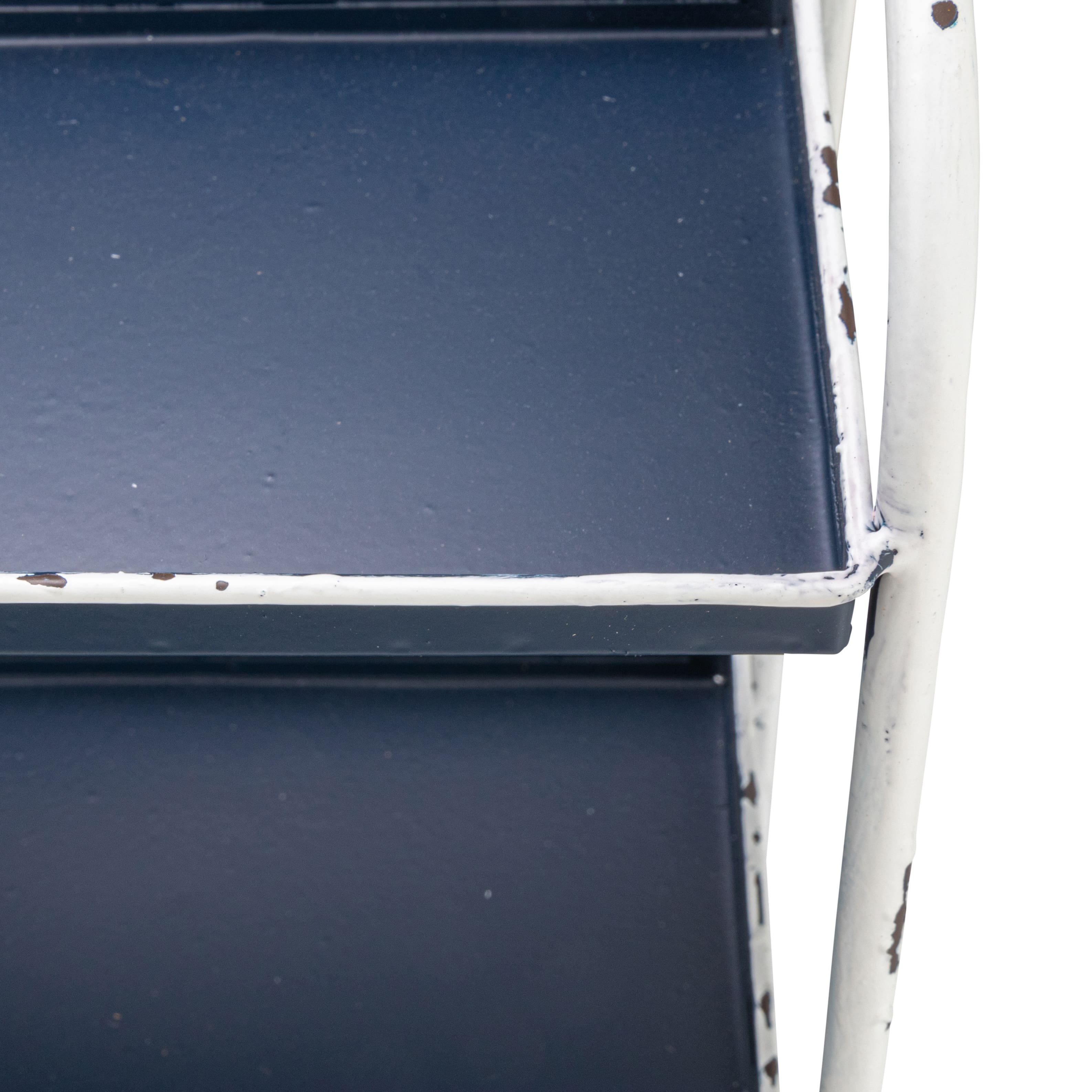 Hello Honey&#xAE; 15.5&#x22; Heavily Distressed 3-Tier Metal Tray with White Frame &#x26; Rim