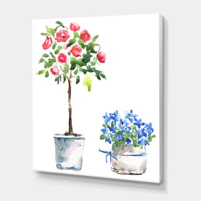 Designart - Blue and Red Houseplants - Traditional Canvas Wall Art Print | 16" x 32" | Michaels&reg;