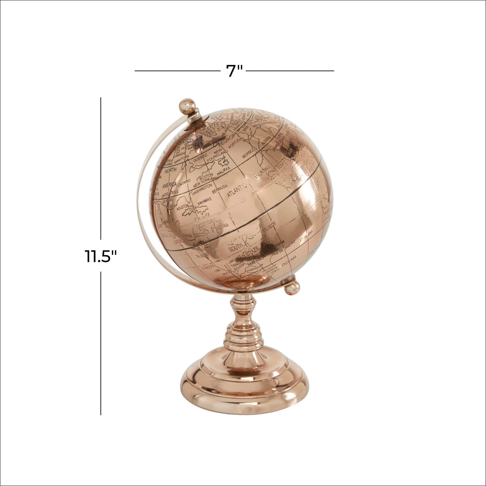 The Novogratz 11&#x22; Rose Gold Aluminum Traditional Globe