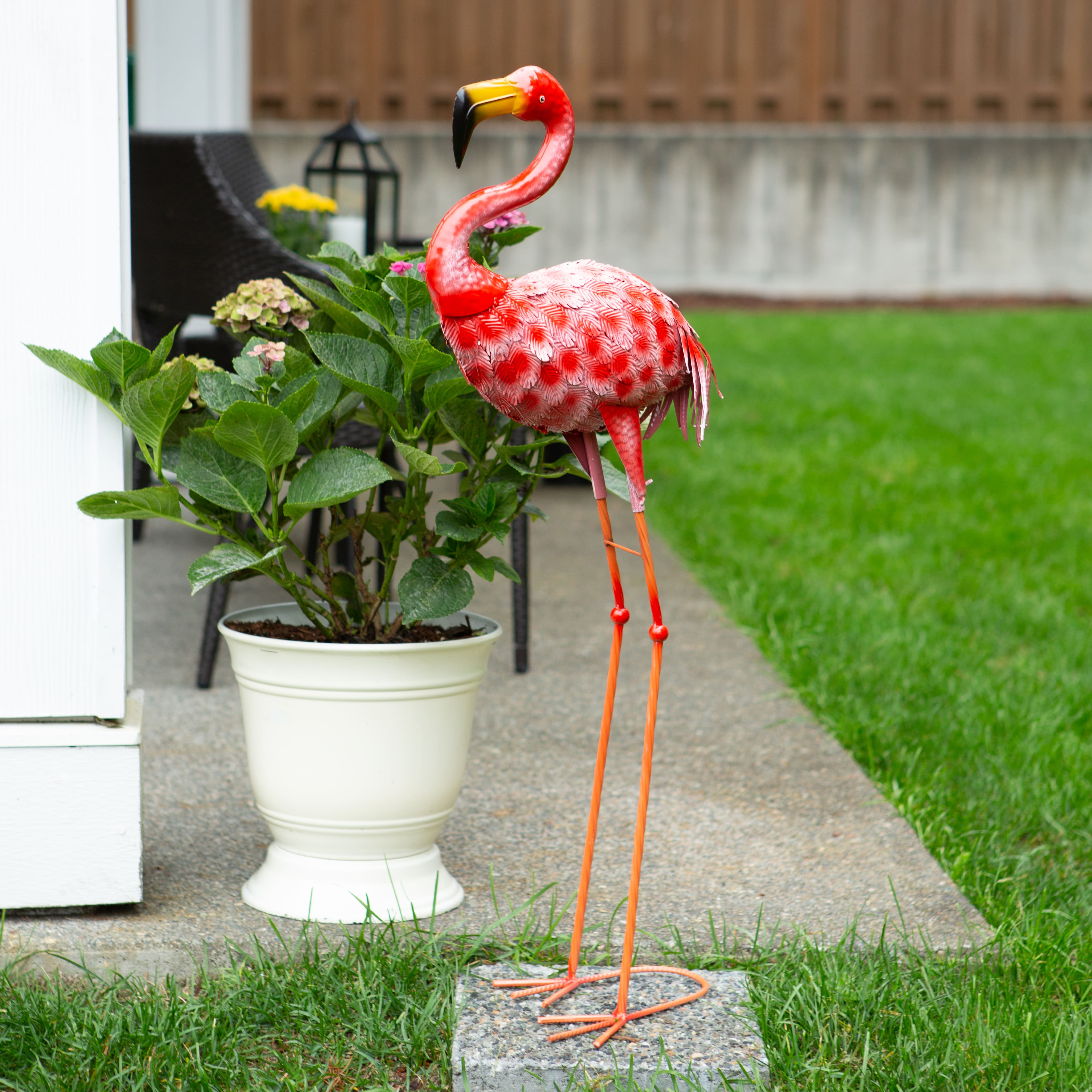 34.5" Bright Standing Flamingo