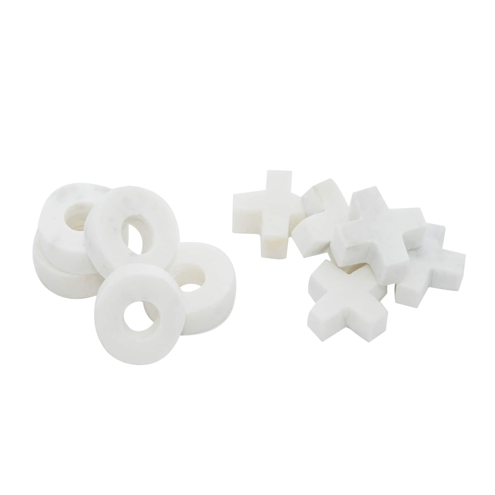 White Marble Tic-Tac-Toe Game Set