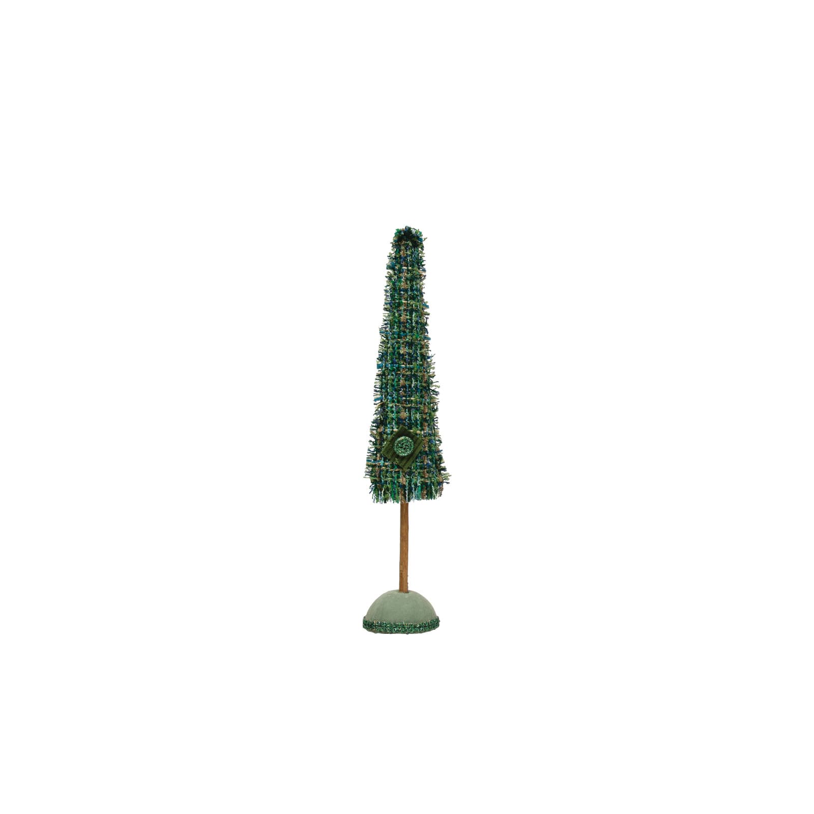 Hello Honey&#xAE; Green Plaid Raw-Edged Tweed Tree &#x26; Wood Base