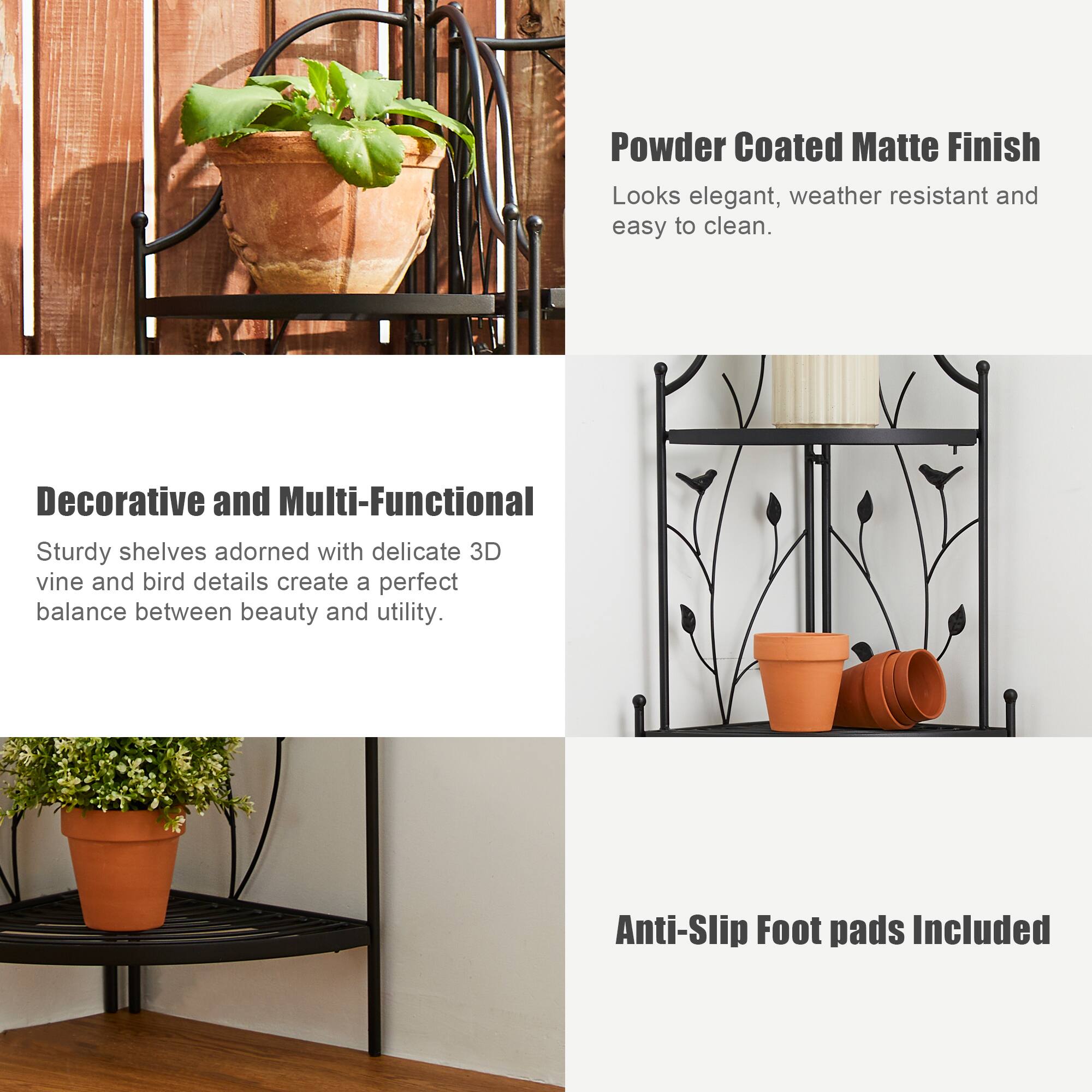 Glitzhome&#xAE; 4ft. Metal 4-Tiered Corner Shelf Stand