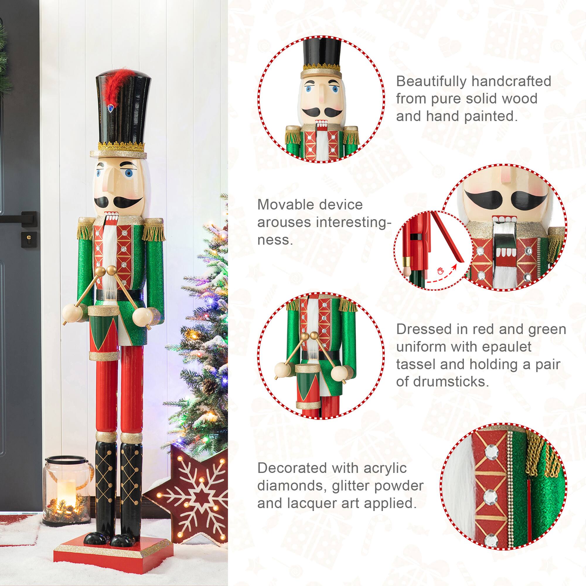 Glitzhome® 54" Wooden Christmas Glitter Soldier Nutcracker