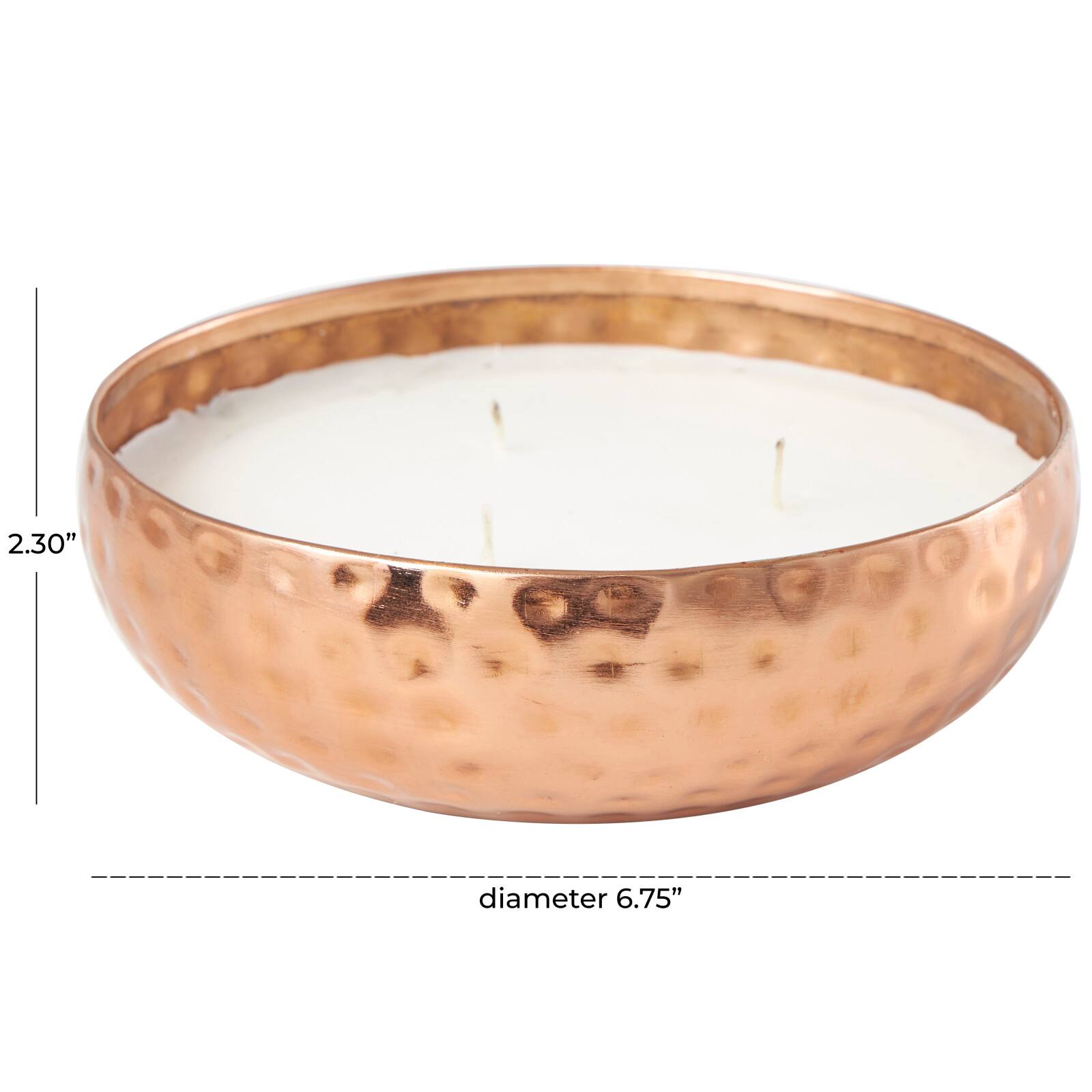 7" White Tropical Breeze Scented 3-Wick Candle with Hammered Copper Container