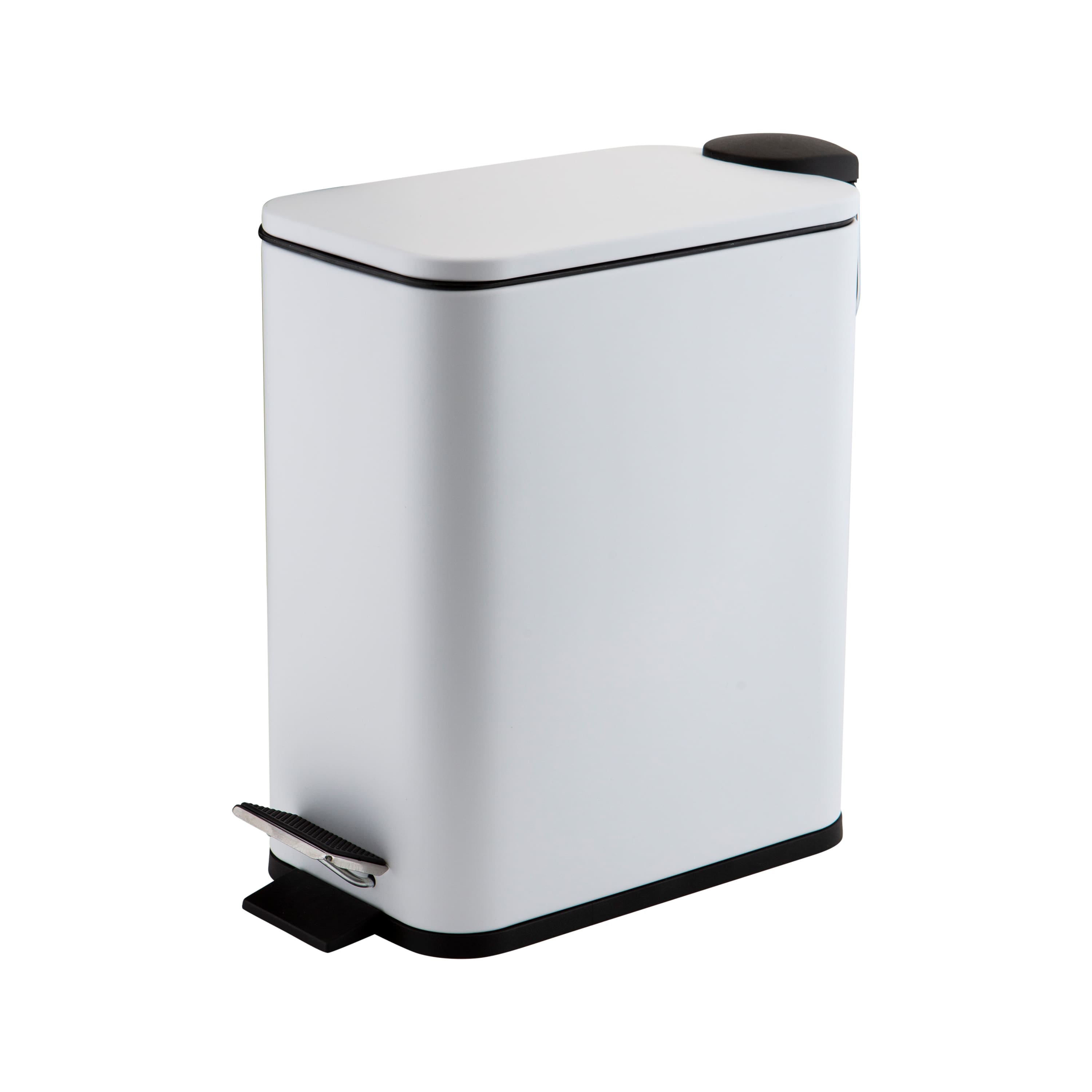 Simplify White 5L Slim Rectangular Pedal Trash Bin with Soft Close Lid