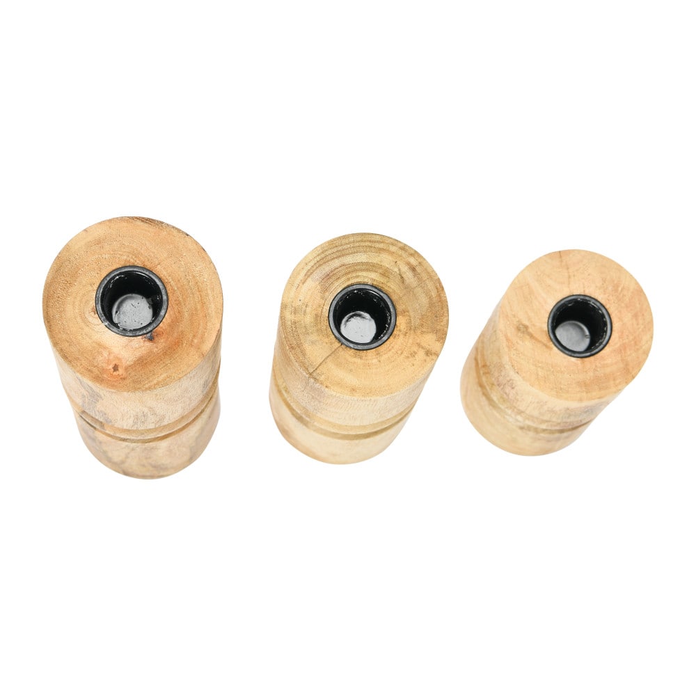 Hello Honey® Wood Stack Taper Candle Holder Set | Michaels