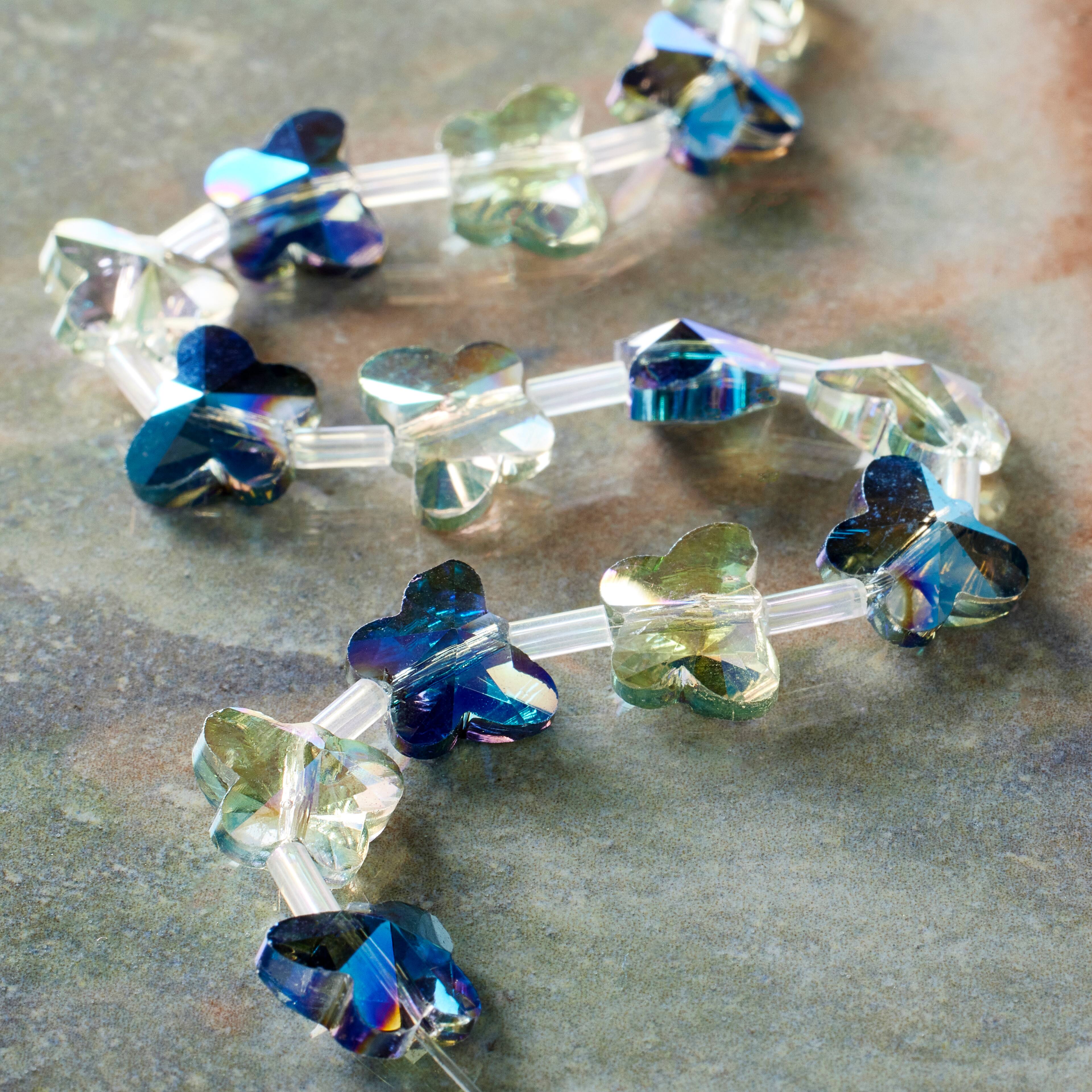 Blue Butterfly Luster Glass Beads, 10mm by Bead Landing™
