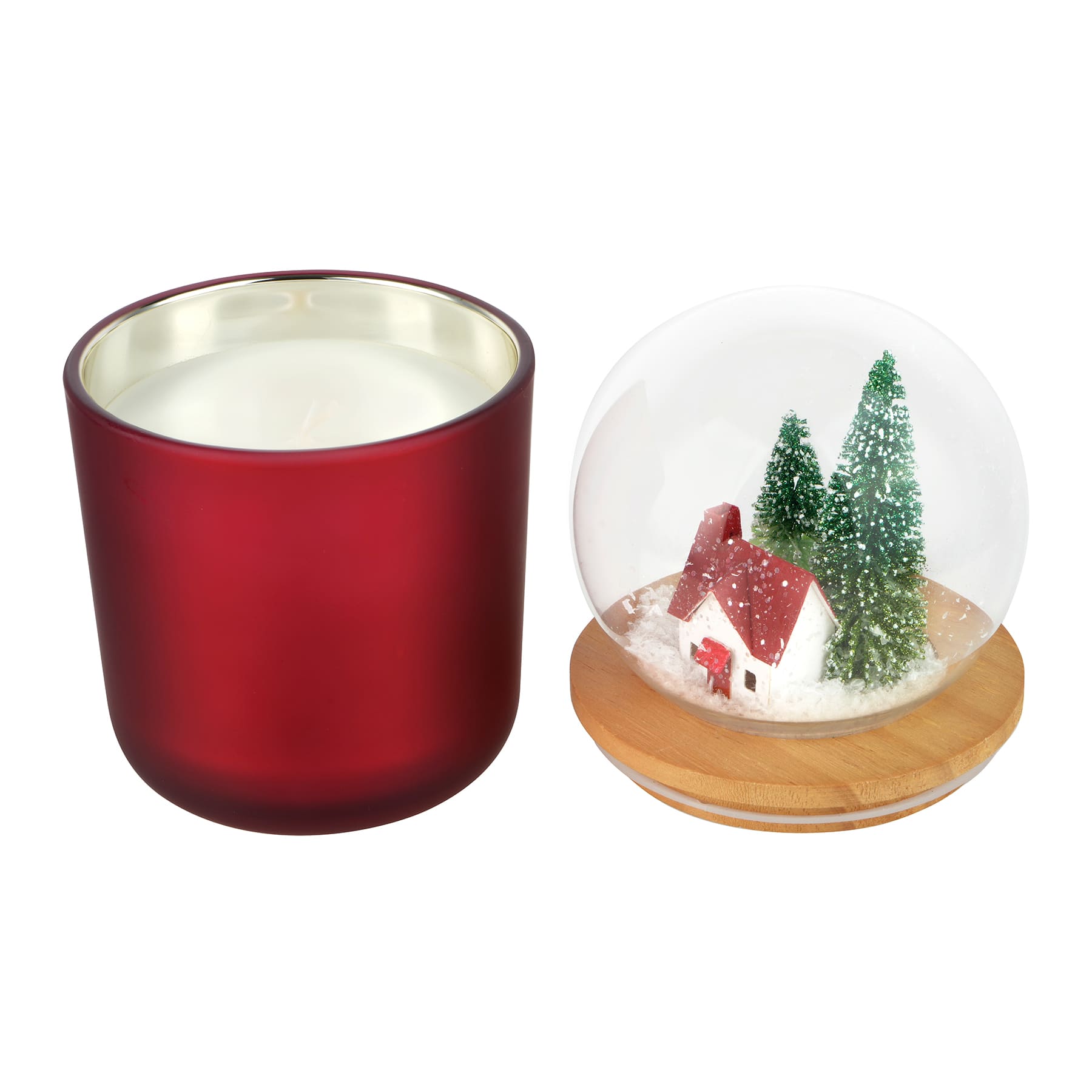 Red Snow Globe Lid Scented Pillar Candle by Ashland&#xAE;