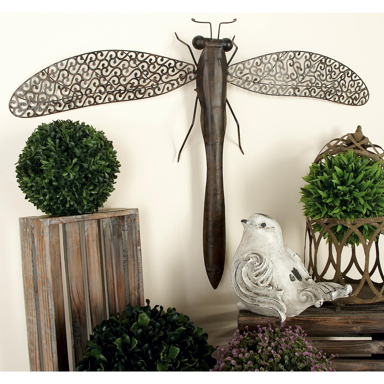 Brown Dragonfly Metal Rustic Wall Decor