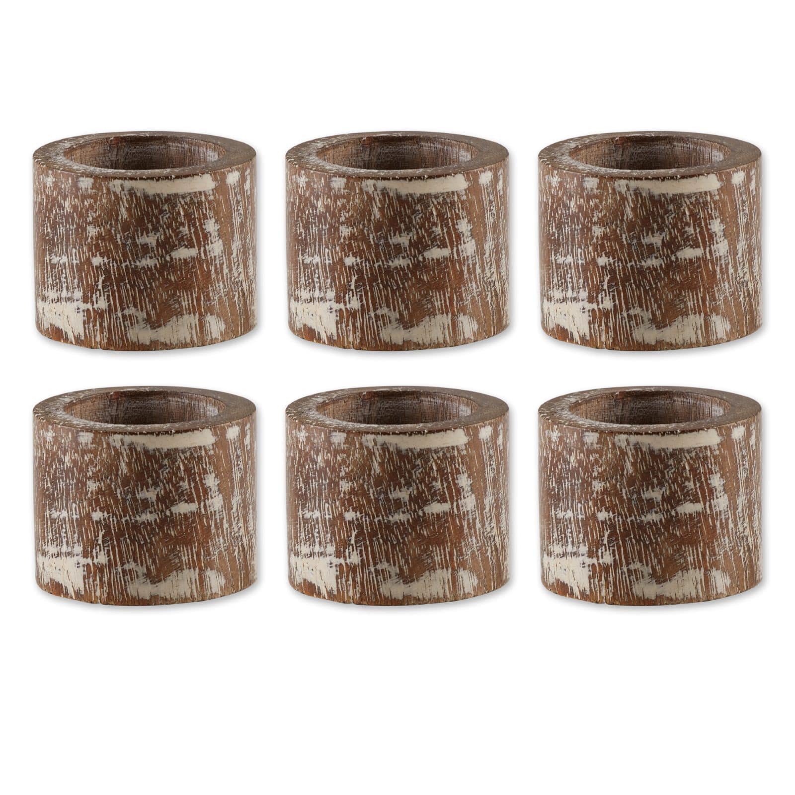 DII® Whitewashed Wood Band Napkin Rings, 6ct.