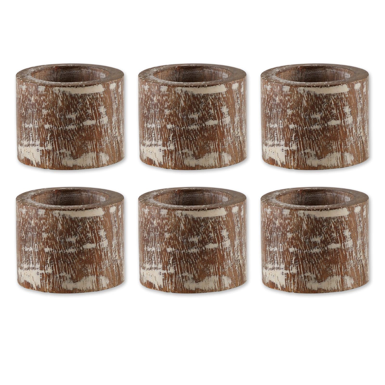 DII&#xAE; Whitewashed Wood Band Napkin Rings, 6ct.