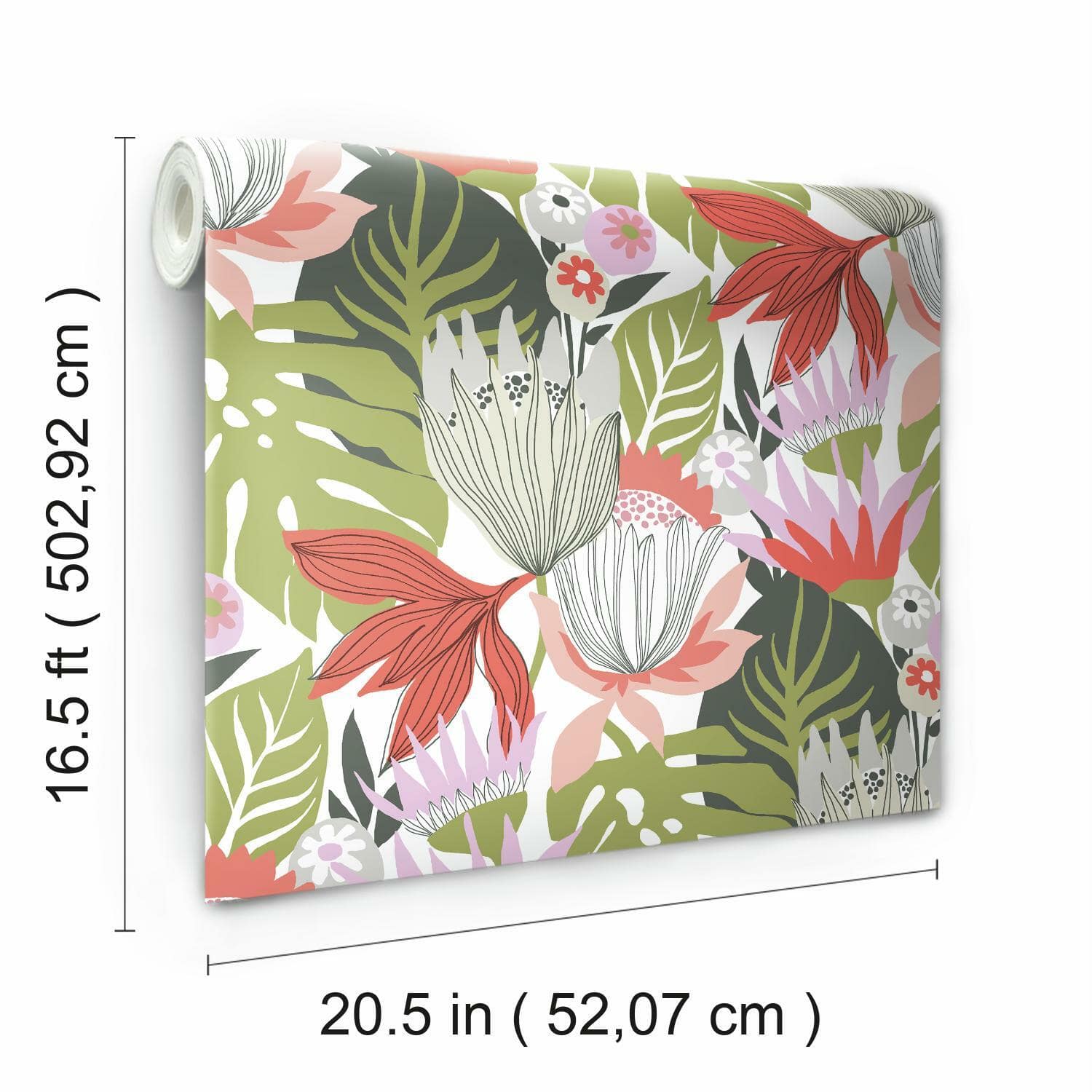 RoomMates Retro Tropical Leaves Peel & Stick Wallpaper